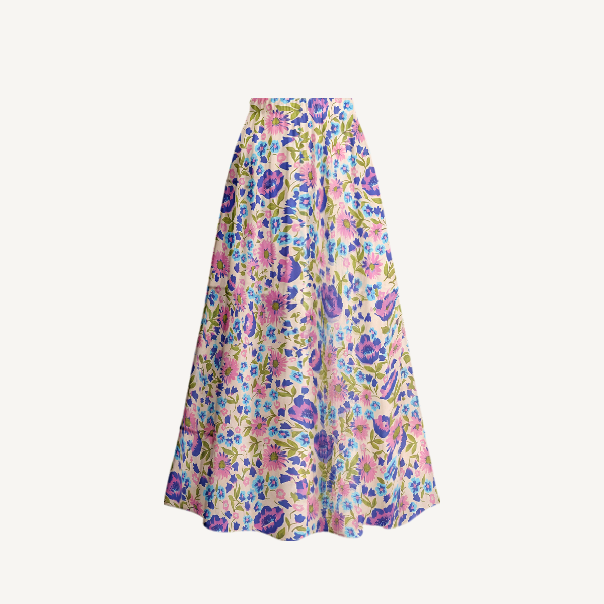 Lavender Bloom Ruffled V Neck One Piece Swimsuit and Matching Midi Skirt Set