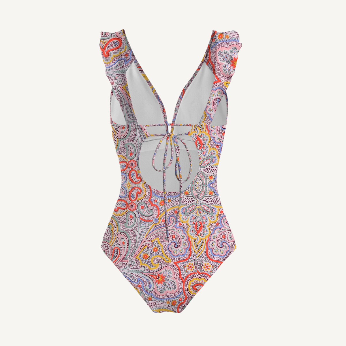 Sunrise Paisley Ruffled V Neck One Piece Swimsuit and Matching Midi Skirt Set
