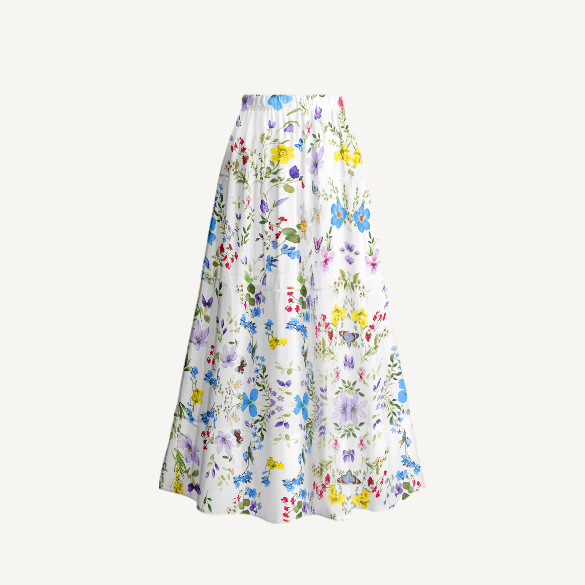 Butterfly Trail Ruffled V Neck One Piece Swimsuit and Matching Midi Skirt Set