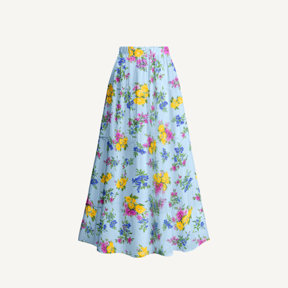 Blue Meadow Ruffled V Neck One Piece Swimsuit and Matching Midi Skirt Set