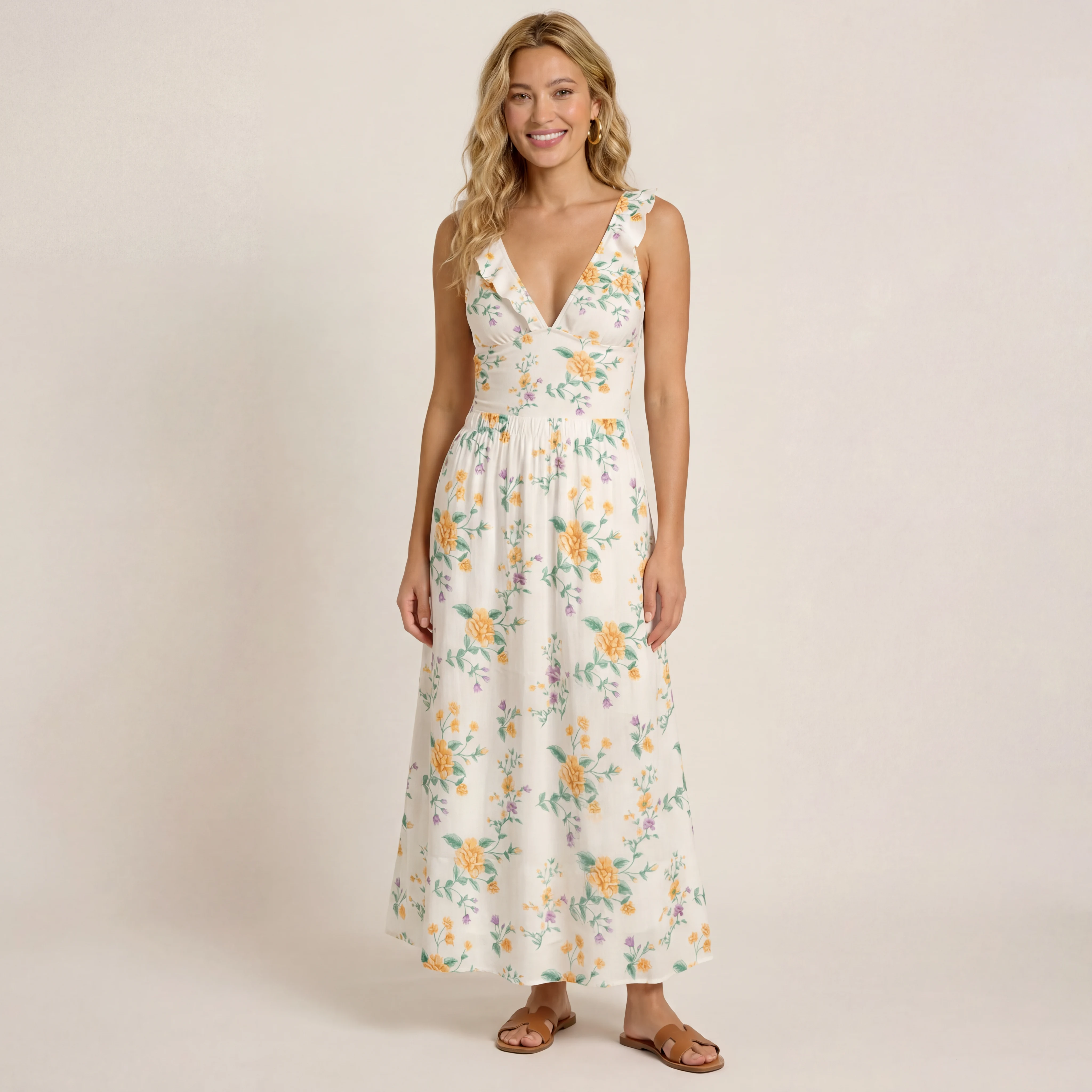 Amber Rose Ruffled V Neck One Piece Swimsuit and Matching Midi Skirt Set