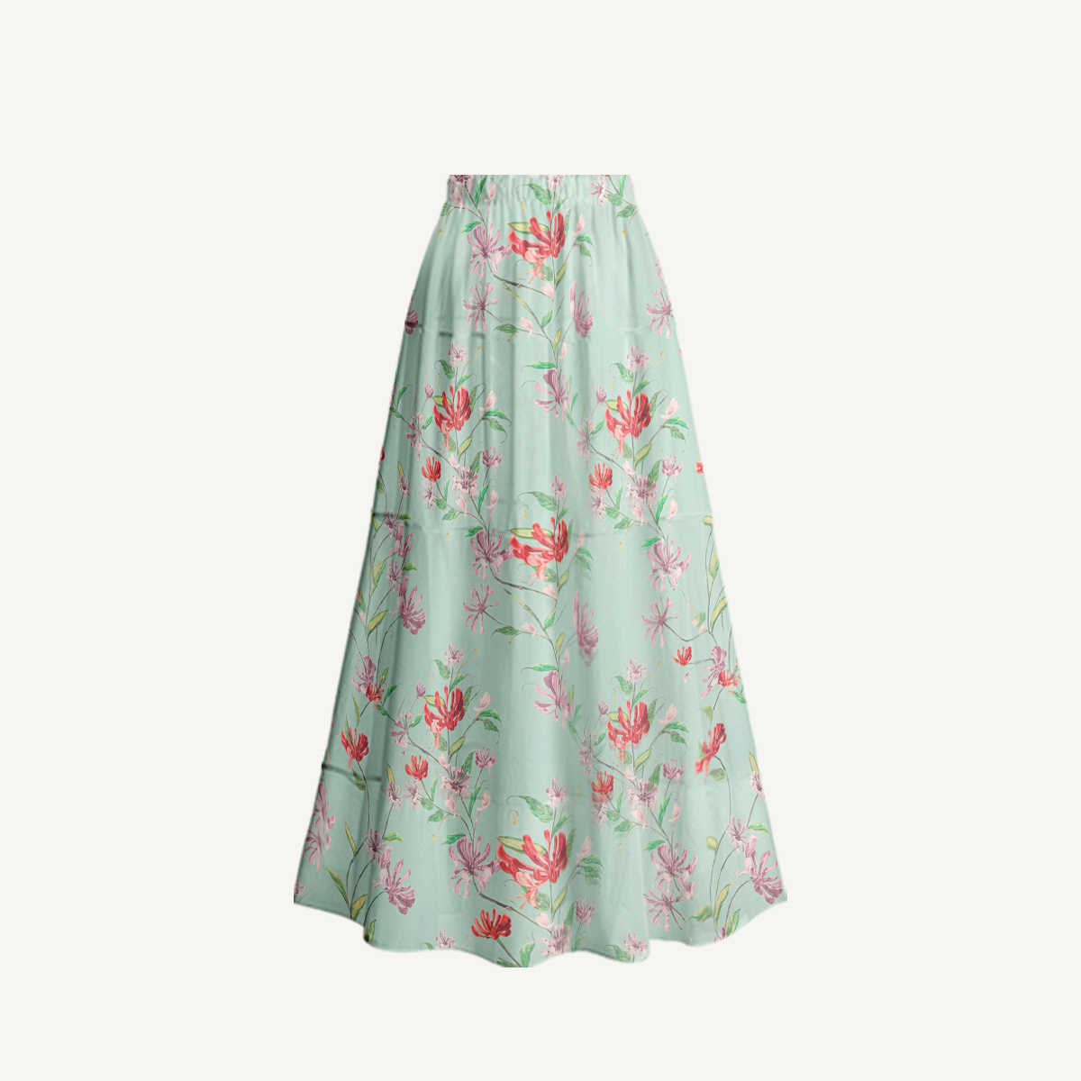 Mint Honeysuckle Ruffled V Neck One Piece Swimsuit and Matching Midi Skirt Set