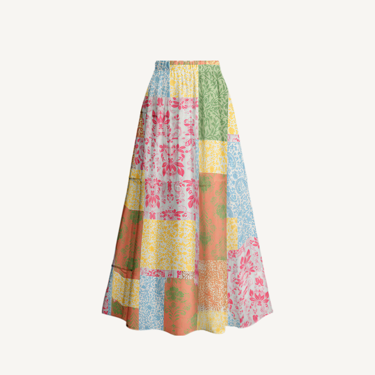 Morning Patch Ruffled V Neck One Piece Swimsuit and Matching Midi Skirt Set