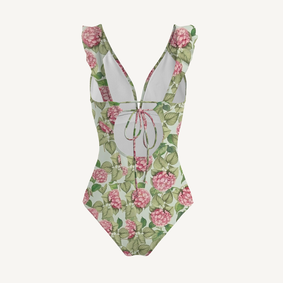 Hydrangea Whisper Ruffled V Neck One Piece Swimsuit and Matching Midi Skirt Set