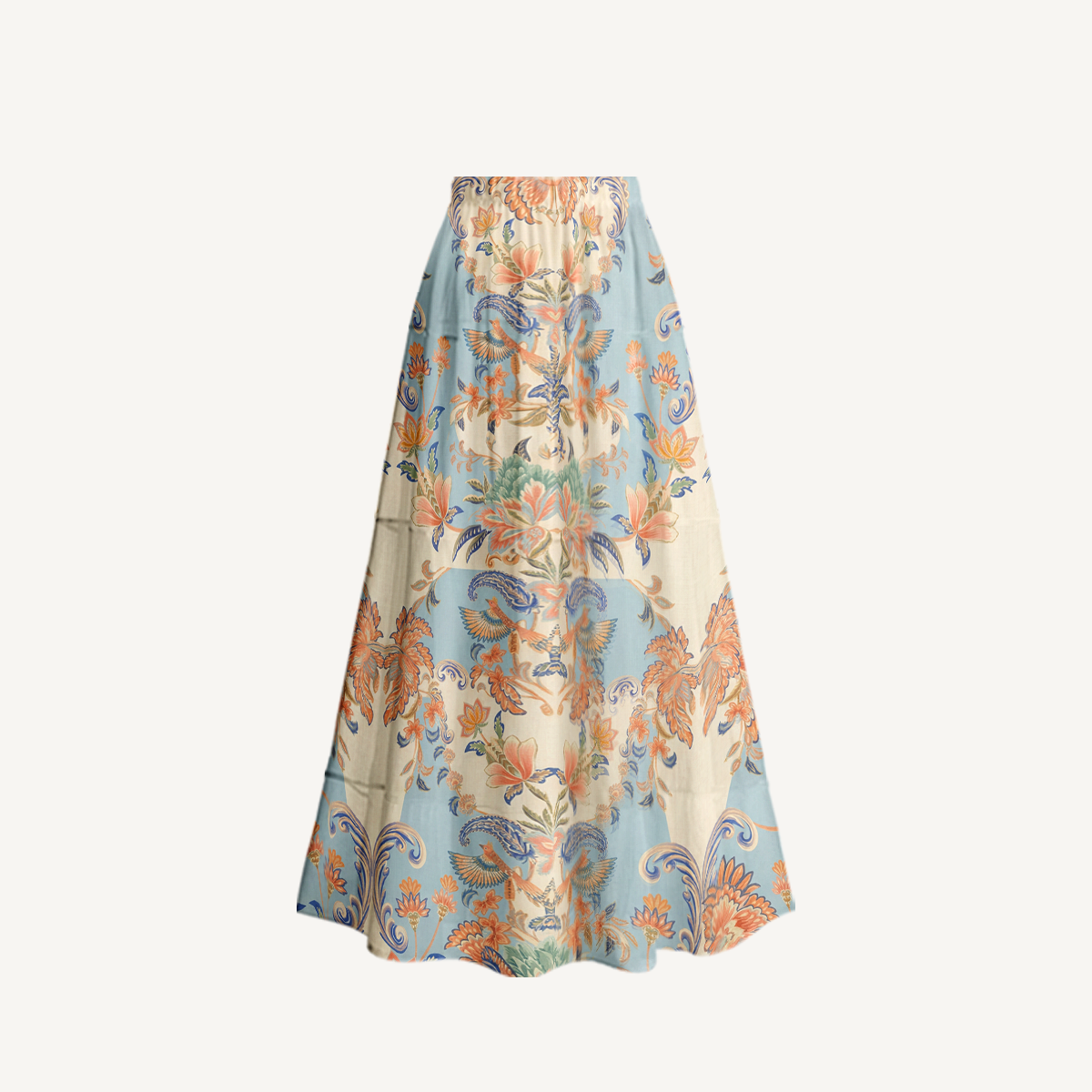 Azure Lily Palace Ruffled V Neck One Piece Swimsuit and Matching Midi Skirt Set