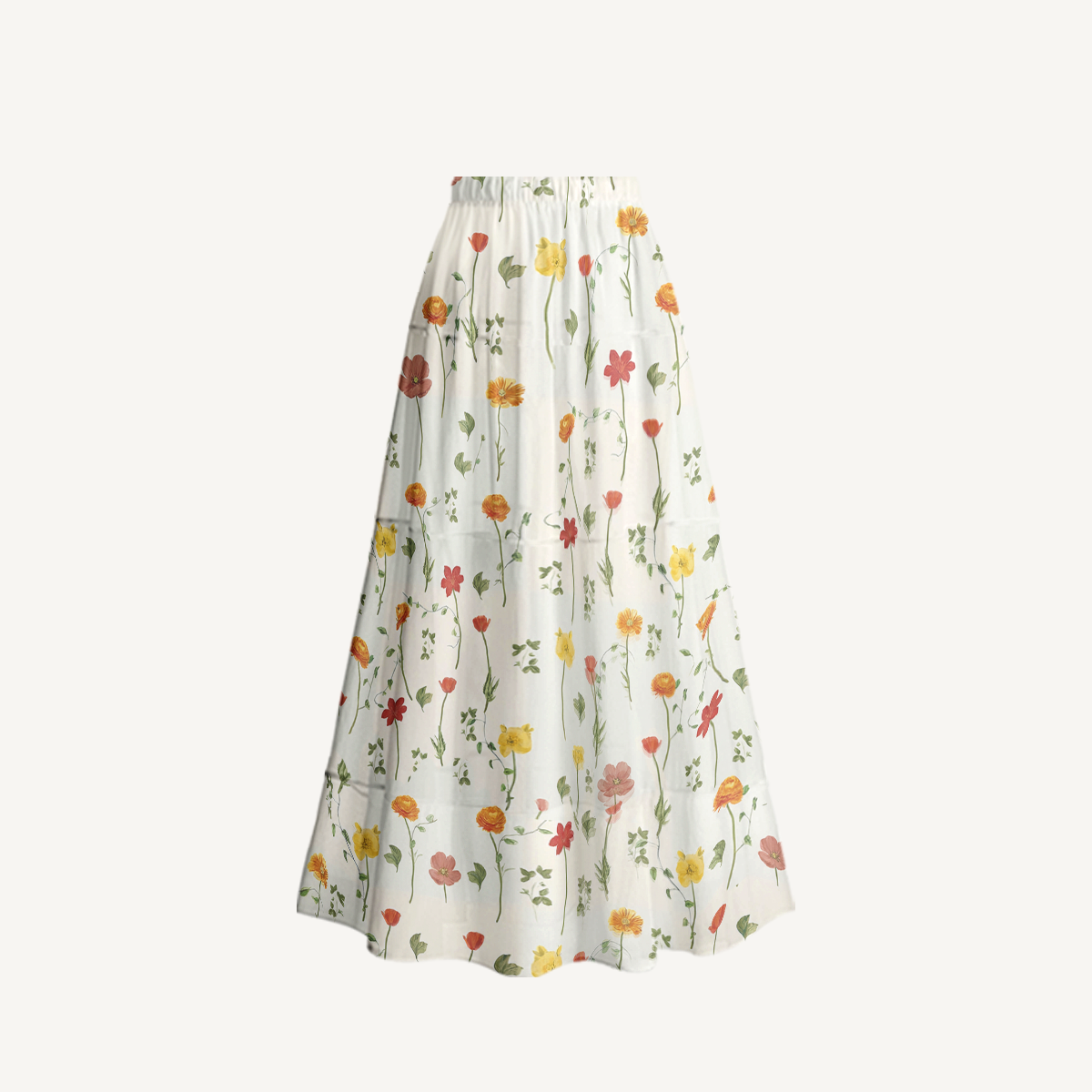 Wildlight Meadow Ruffled V Neck One Piece Swimsuit and Matching Midi Skirt Set