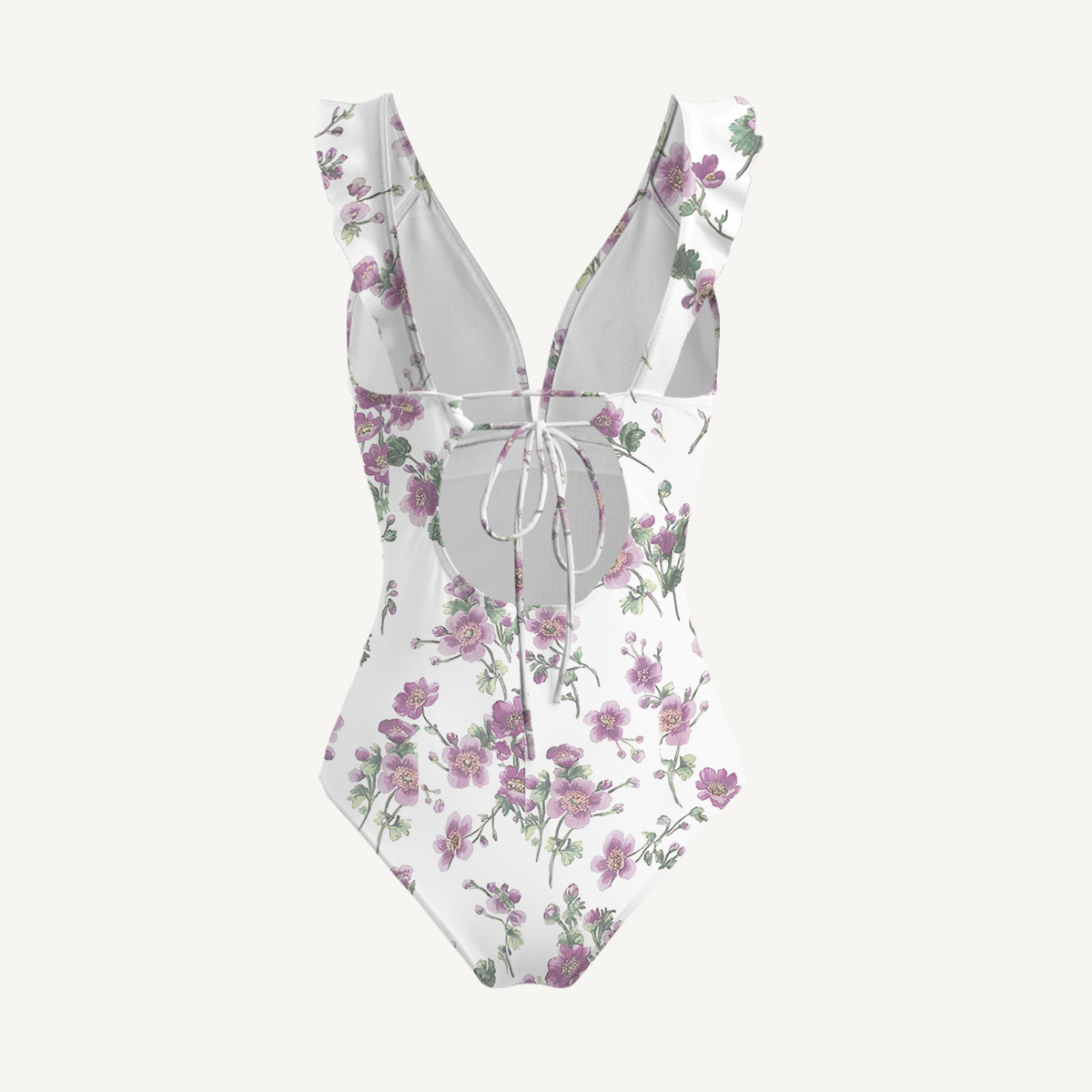 Lavender Field Whisper Ruffled V Neck One Piece Swimsuit and Matching Midi Skirt Set