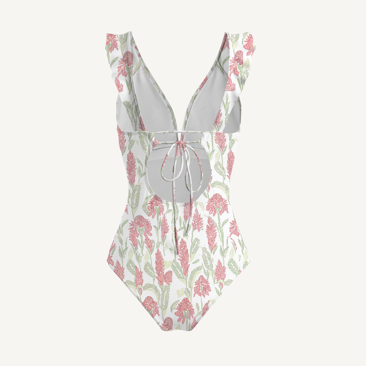 Wild Feather Whisper Ruffled V Neck One Piece Swimsuit and Matching Midi Skirt Set