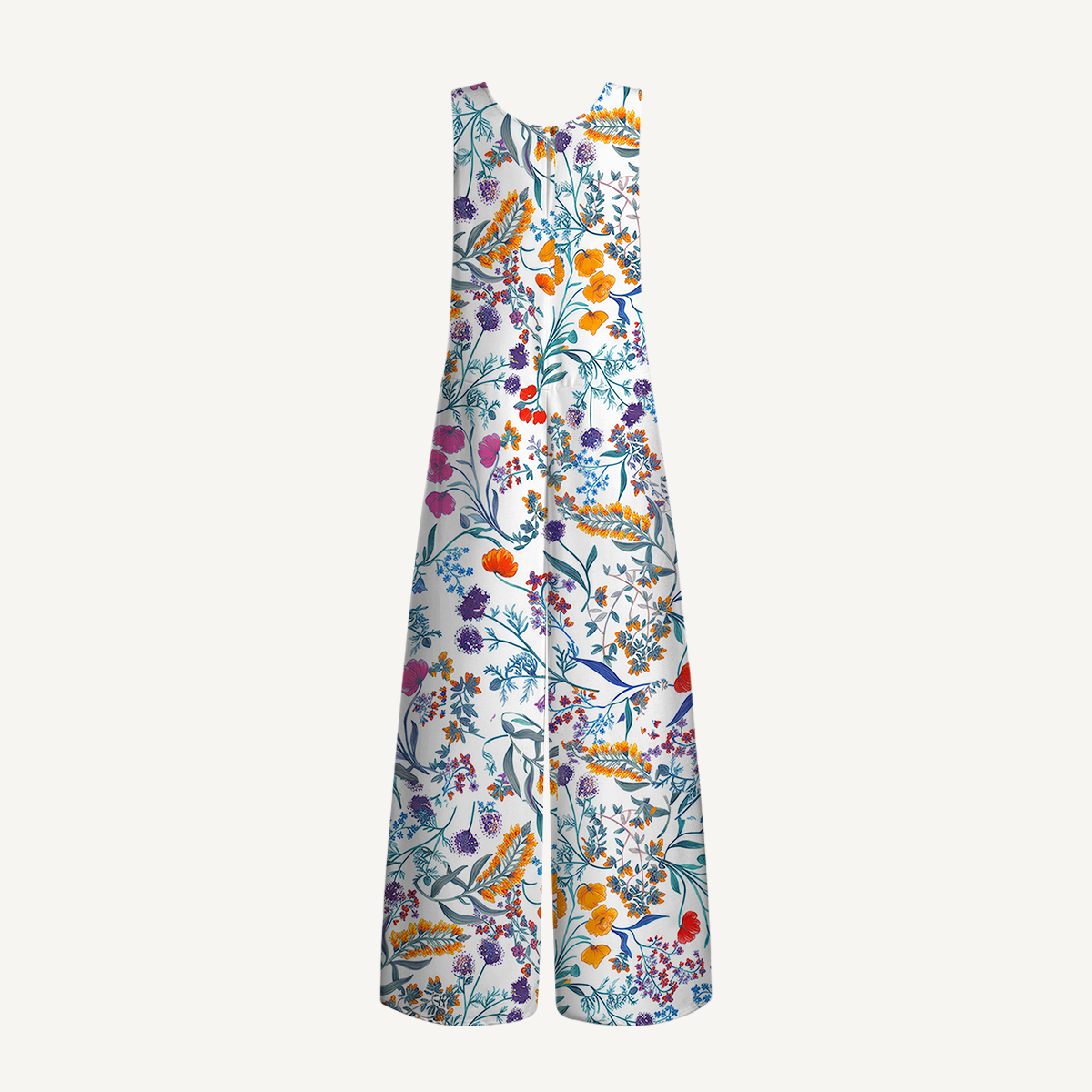 V-Neck Fiery Meadow Jumpsuit with Pockets for Women