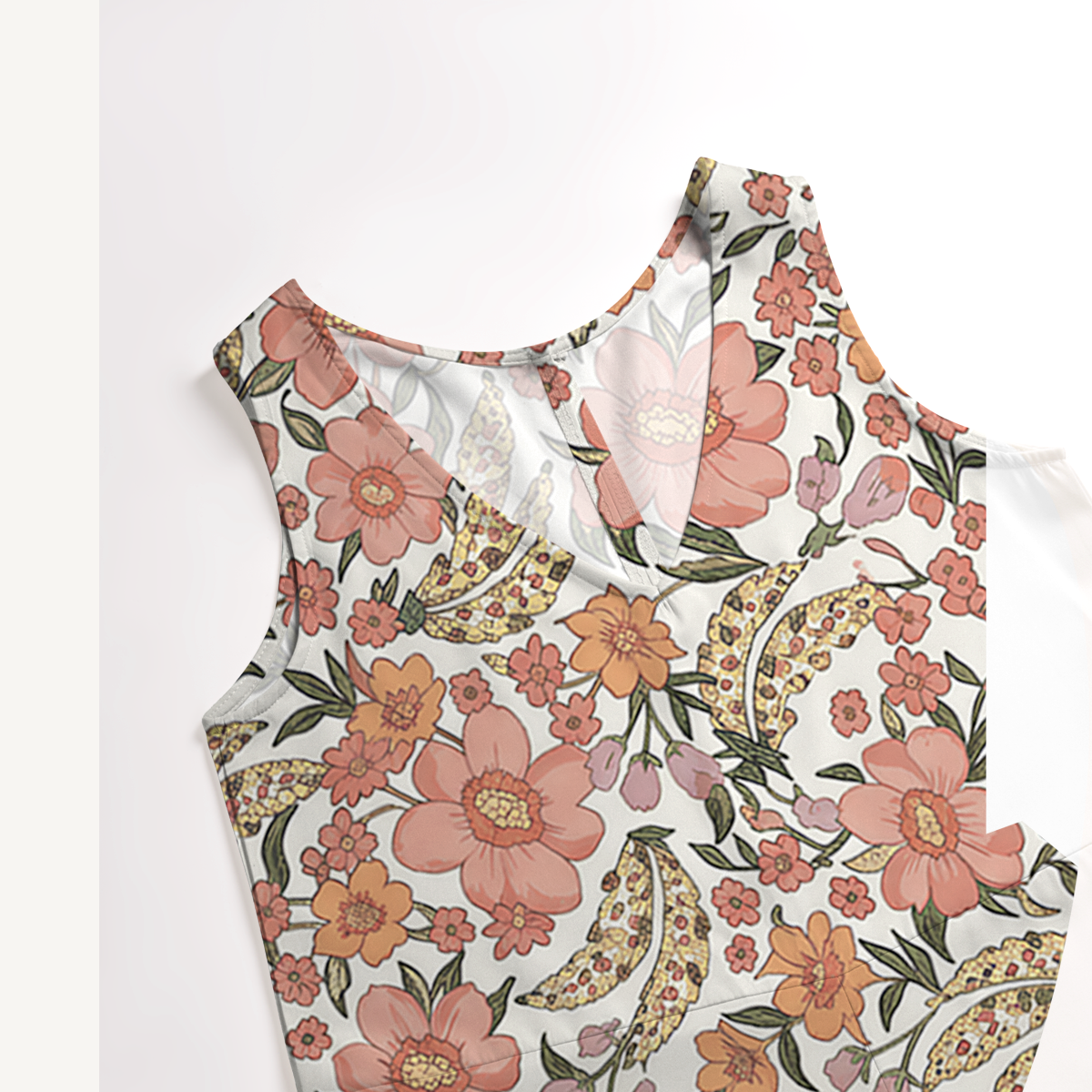 V-Neck Amber Bloom Jumpsuit with Pockets for Women