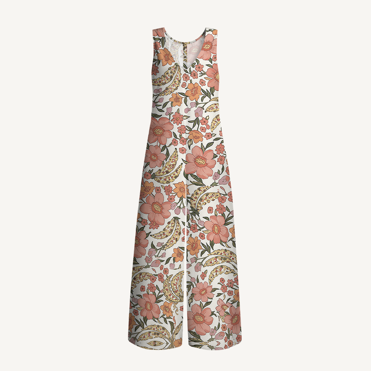 V-Neck Amber Bloom Jumpsuit with Pockets for Women