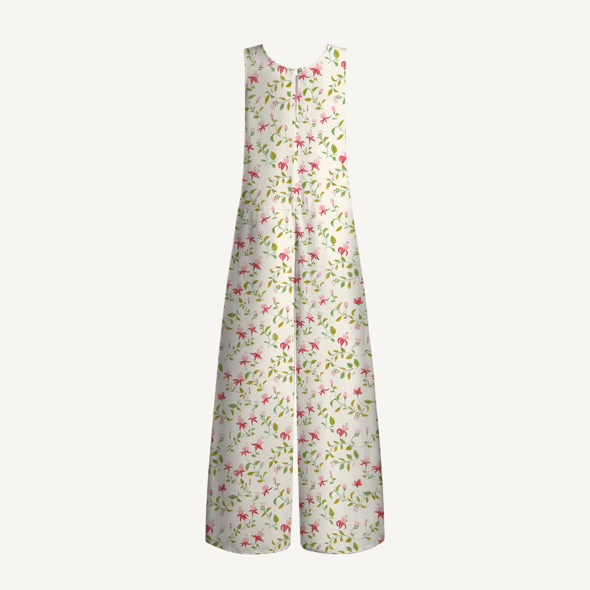 V-Neck Ruby Vine Boho Jumpsuit with Pockets for Women