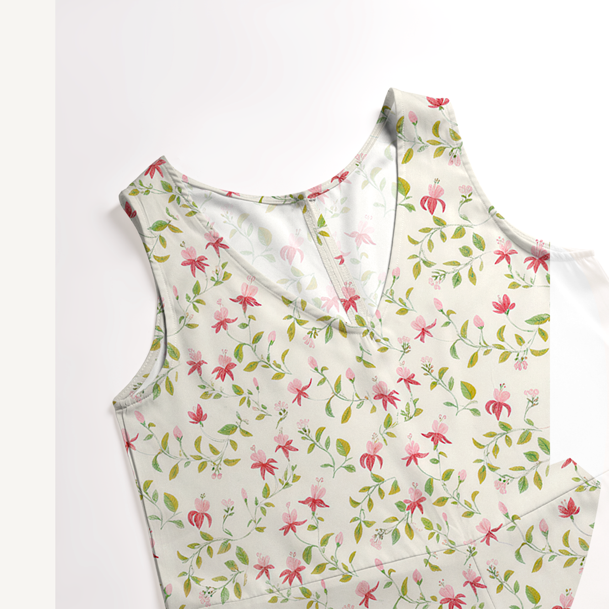 V-Neck Ruby Vine Boho Jumpsuit with Pockets for Women