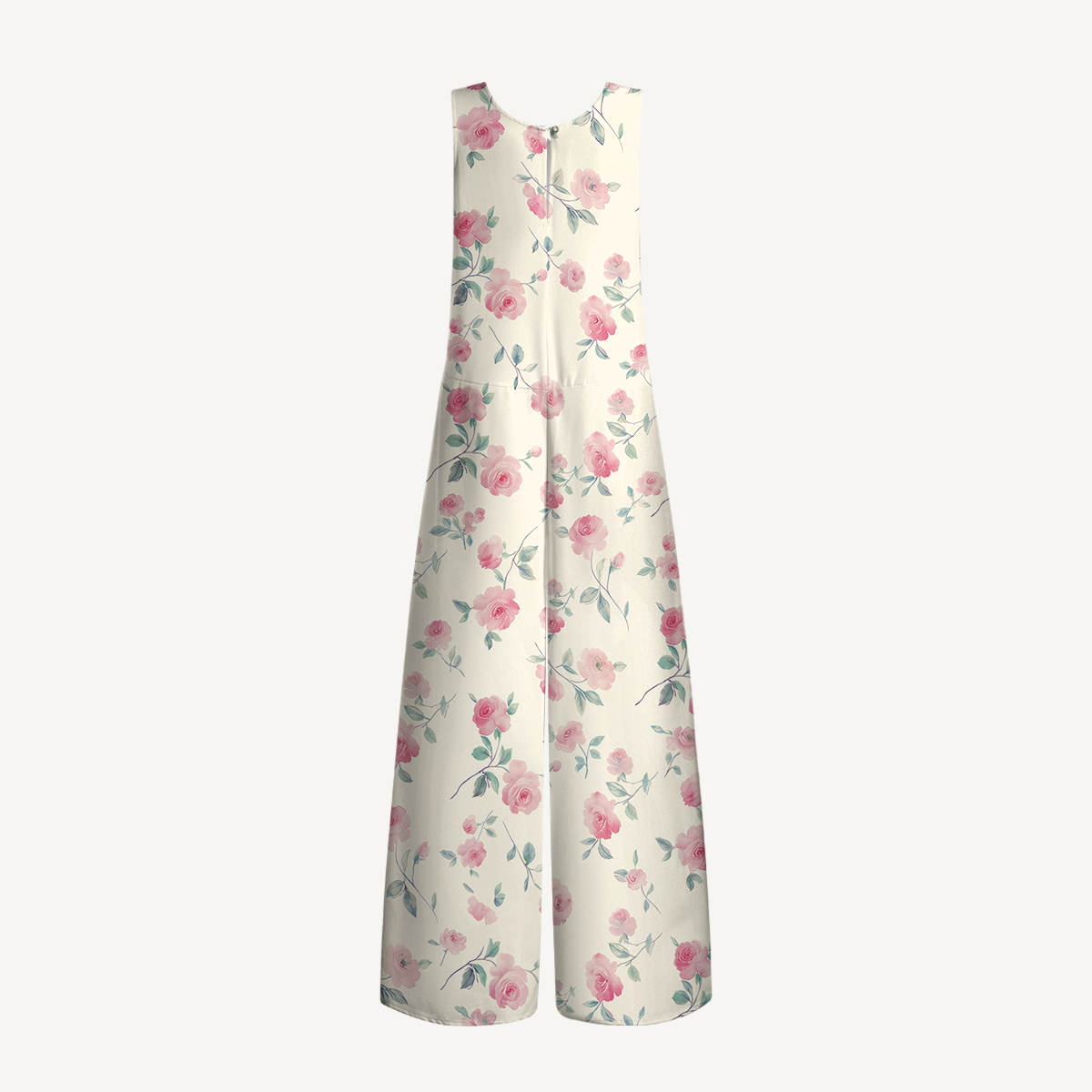 V-Neck Blush Rose Boho Jumpsuit with Pockets for Women