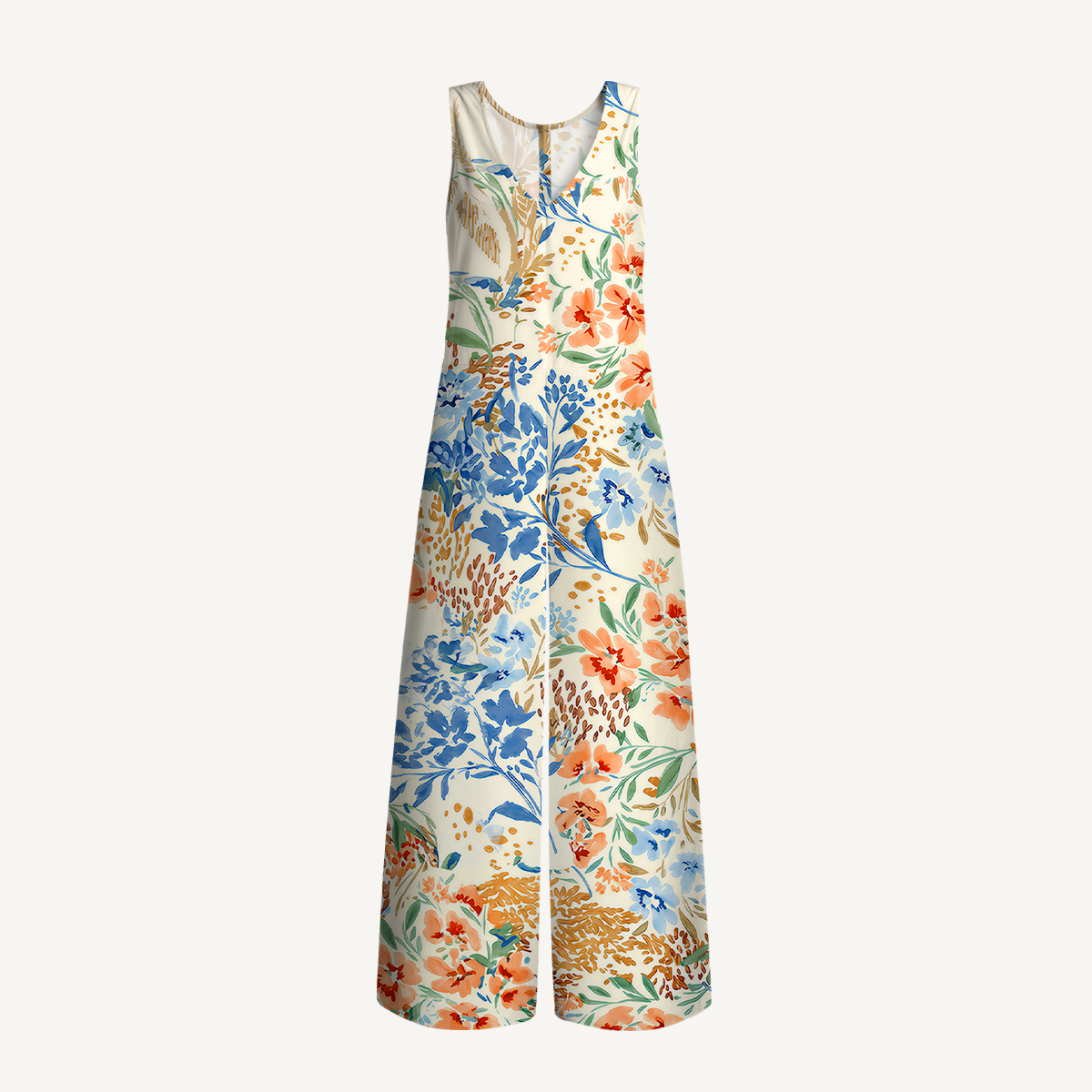 V-Neck Breeze Meadow Boho Jumpsuit with Pockets for Women