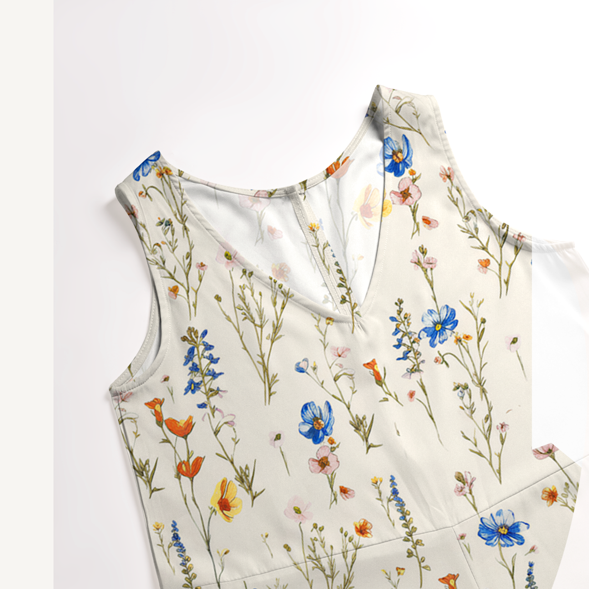 V-Neck Wild Bloom Boho Jumpsuit with Pockets for Women