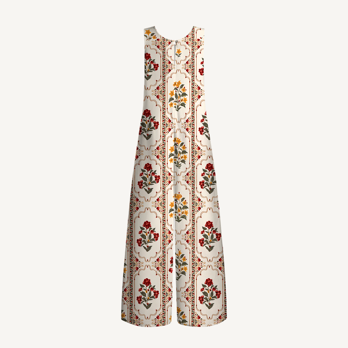 V-Neck Velvet Carnation Boho Jumpsuit with Pockets for Women