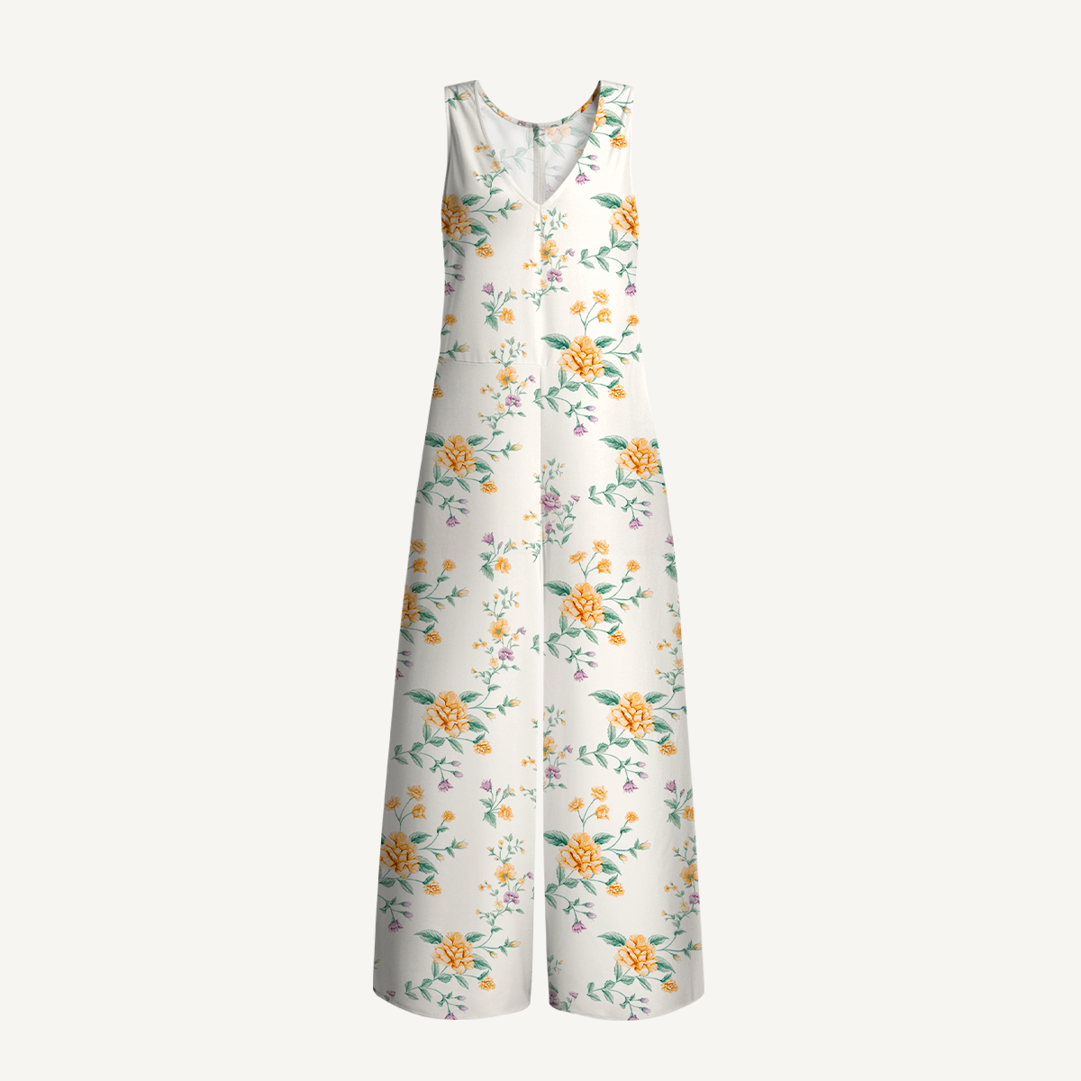 V-Neck Amber Rose Boho Jumpsuit with Pockets for Women