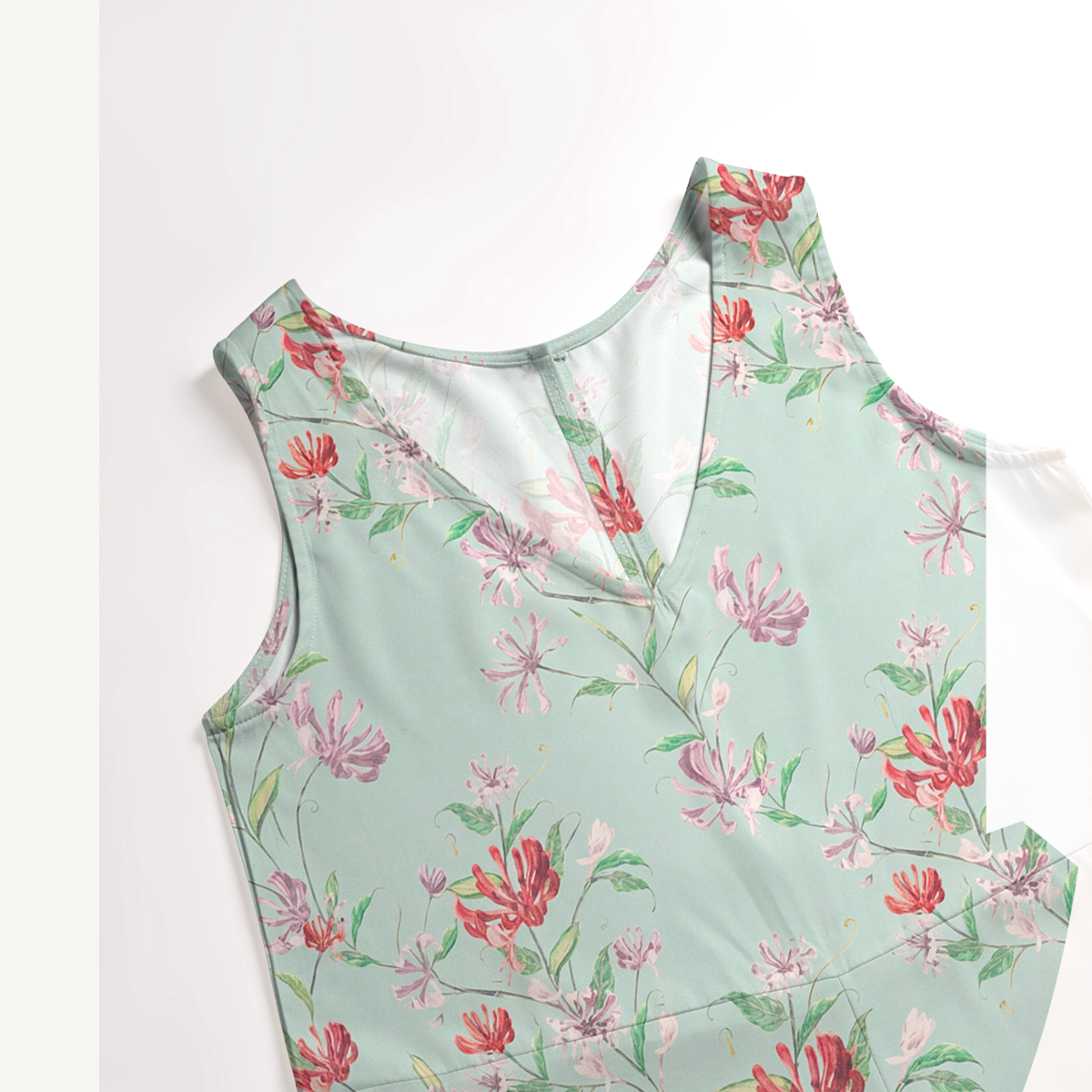 V-Neck Mint Honeysuckle Boho Jumpsuit with Pockets for Women