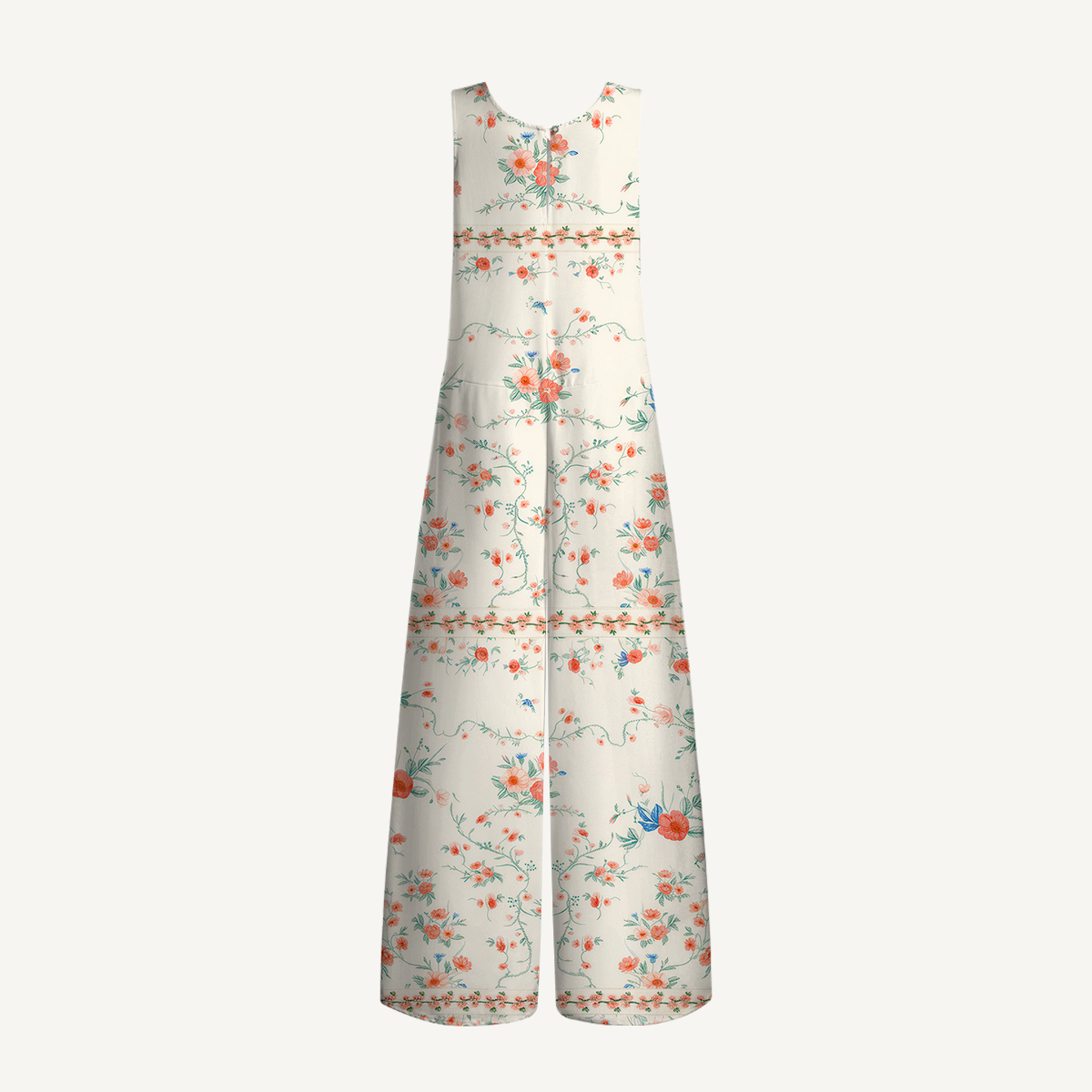 V-Neck Wild Bloom Boho Jumpsuit with Pockets for Women
