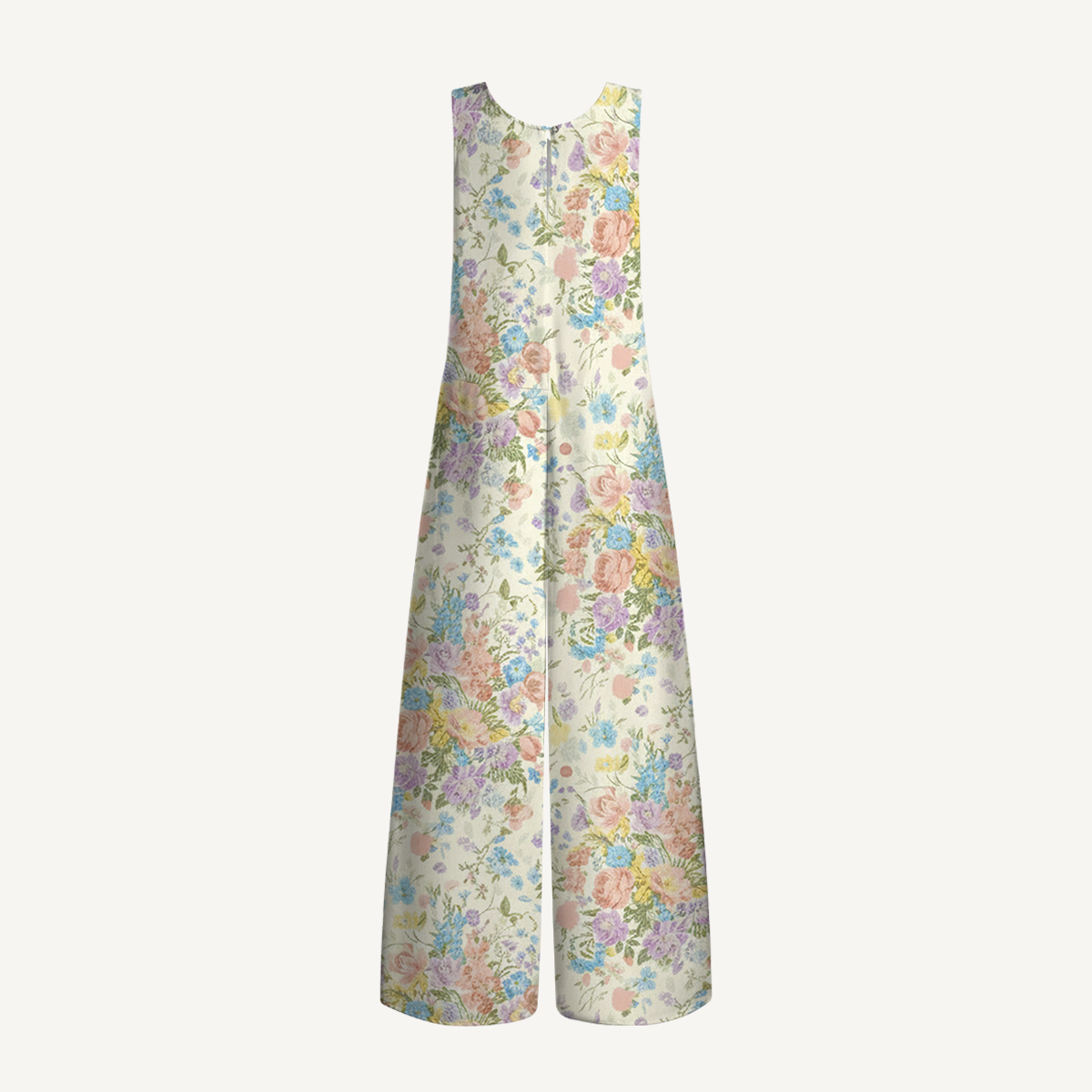 V-Neck Morning Dew Bouquet Boho Jumpsuit with Pockets for Women