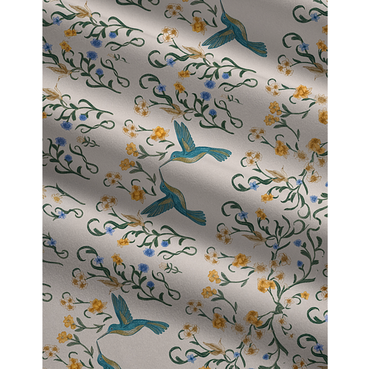 V-Neck Whispering Hummingbird Boho Jumpsuit with Pockets for Women