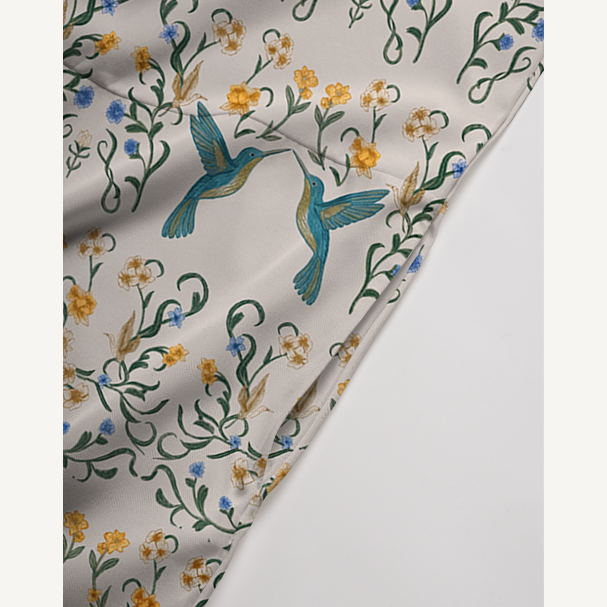 V-Neck Whispering Hummingbird Boho Jumpsuit with Pockets for Women