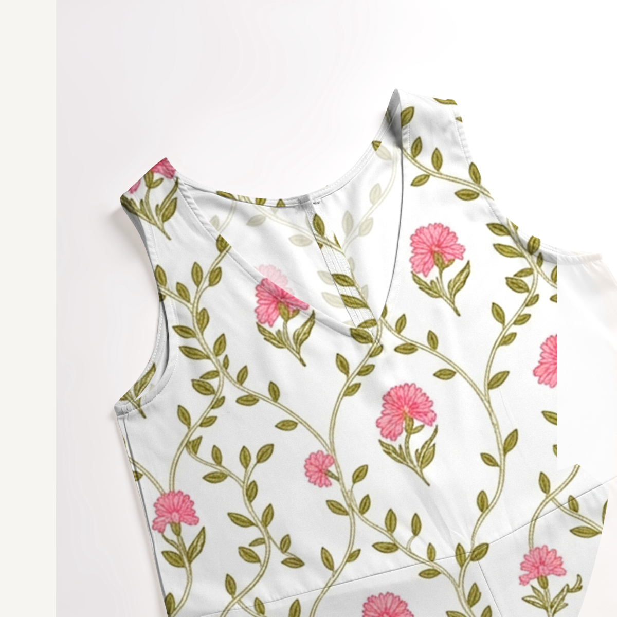 V-Neck Clover Vine Whisper Boho Jumpsuit with Pockets for Women