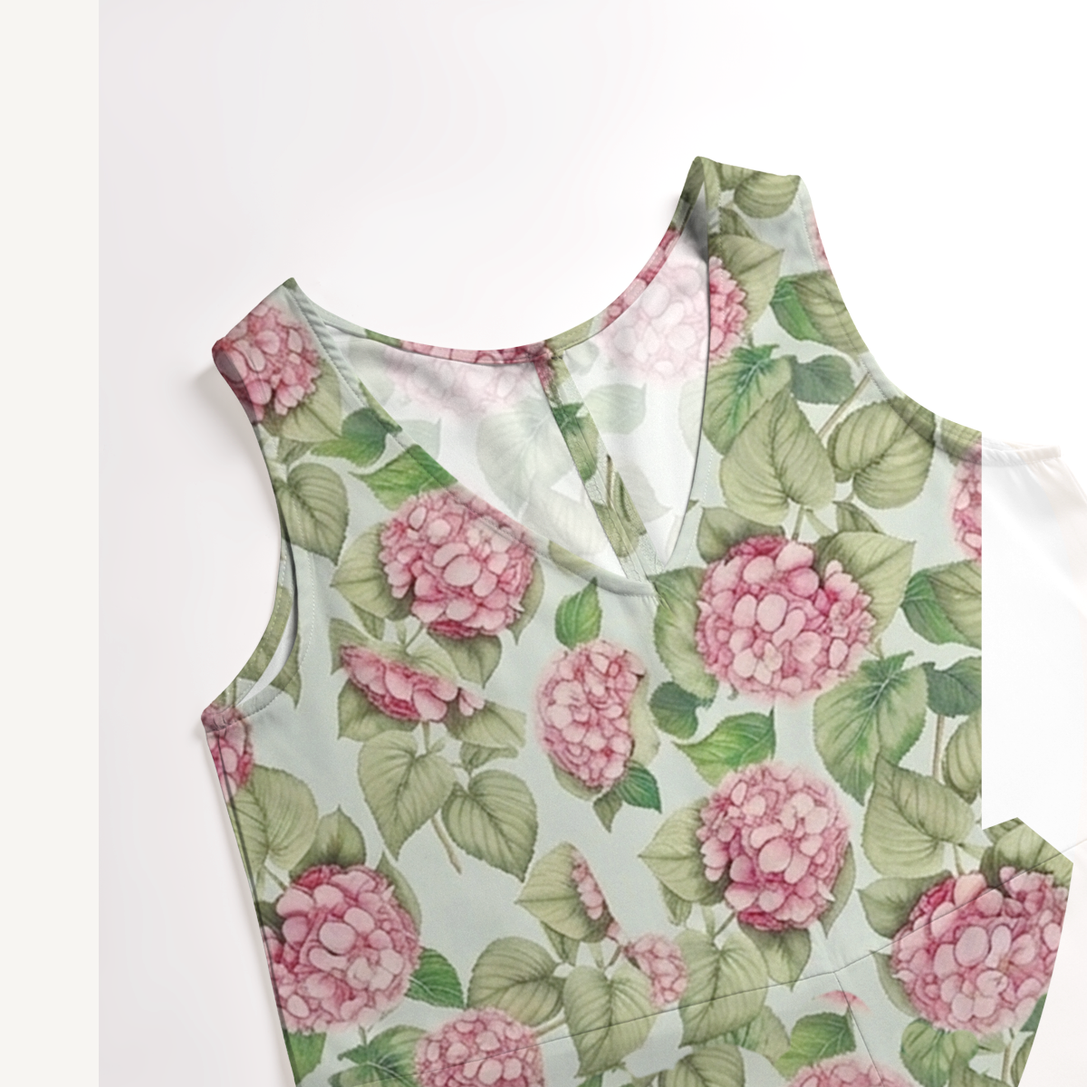 V-Neck Hydrangea Whisper Boho Jumpsuit with Pockets for Women