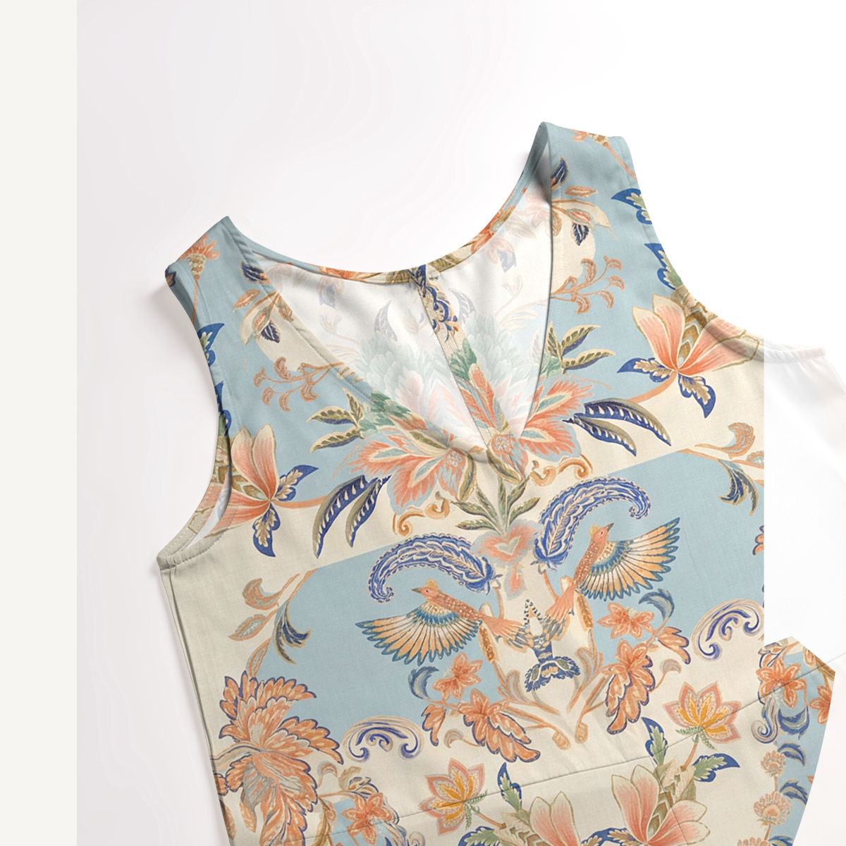 V-Neck Azure Lily Palace Boho Jumpsuit with Pockets for Women