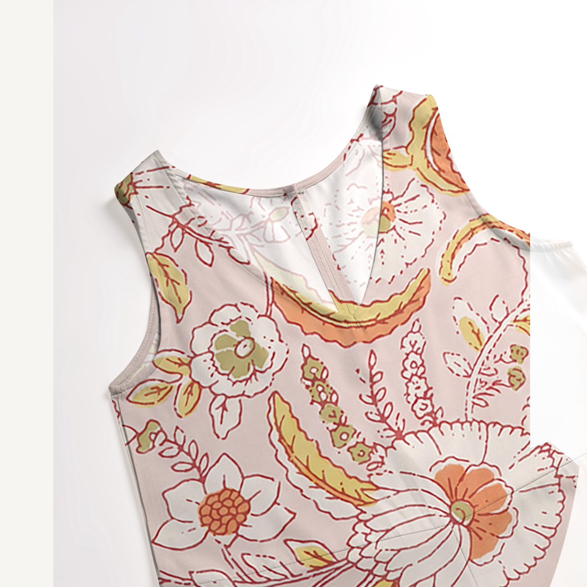 V-Neck Dusty Bloom Whisper Boho Jumpsuit with Pockets for Women