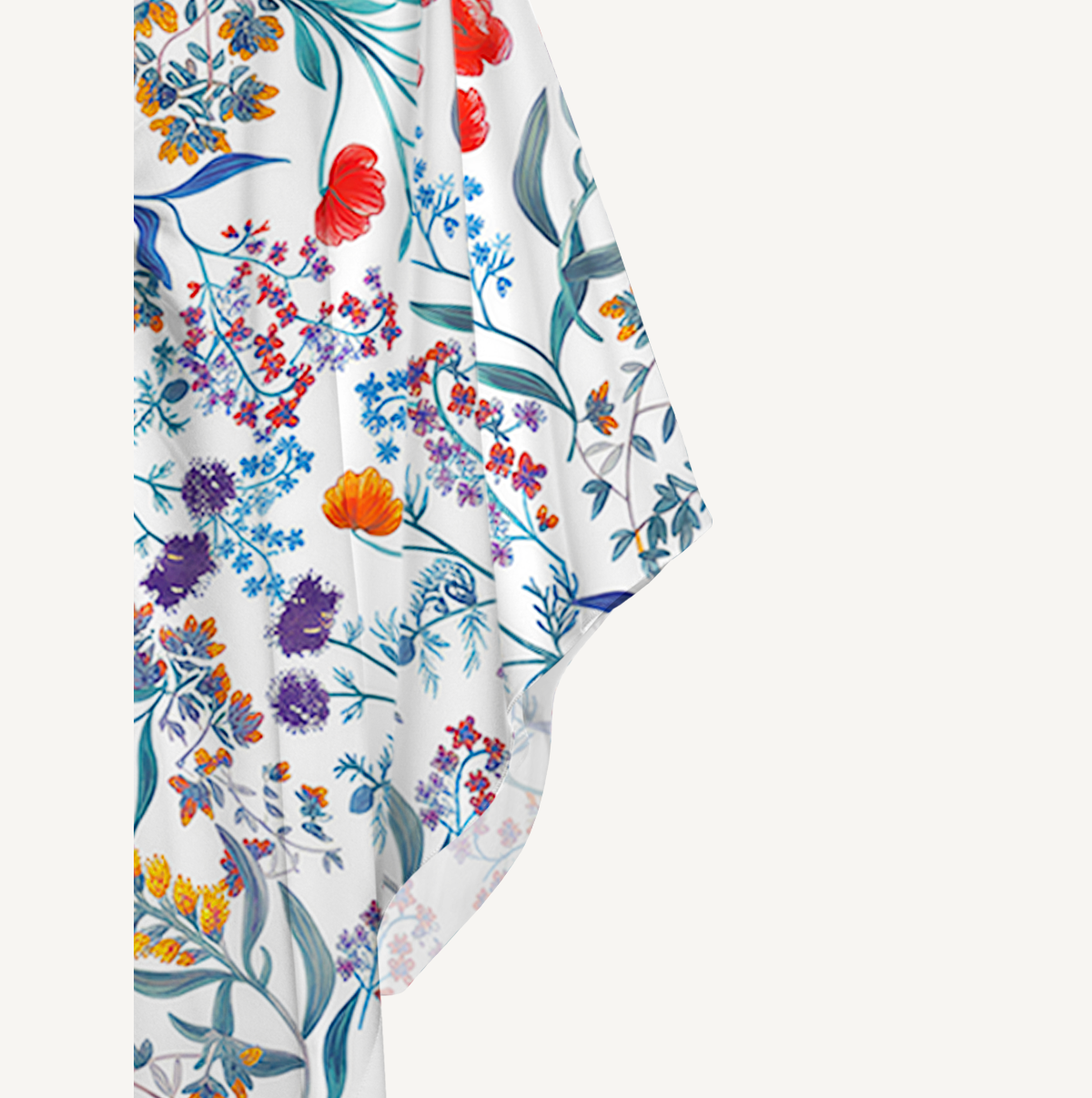  V‑Neck Fiery Meadow Kimono Sleeve Kaftan Dress