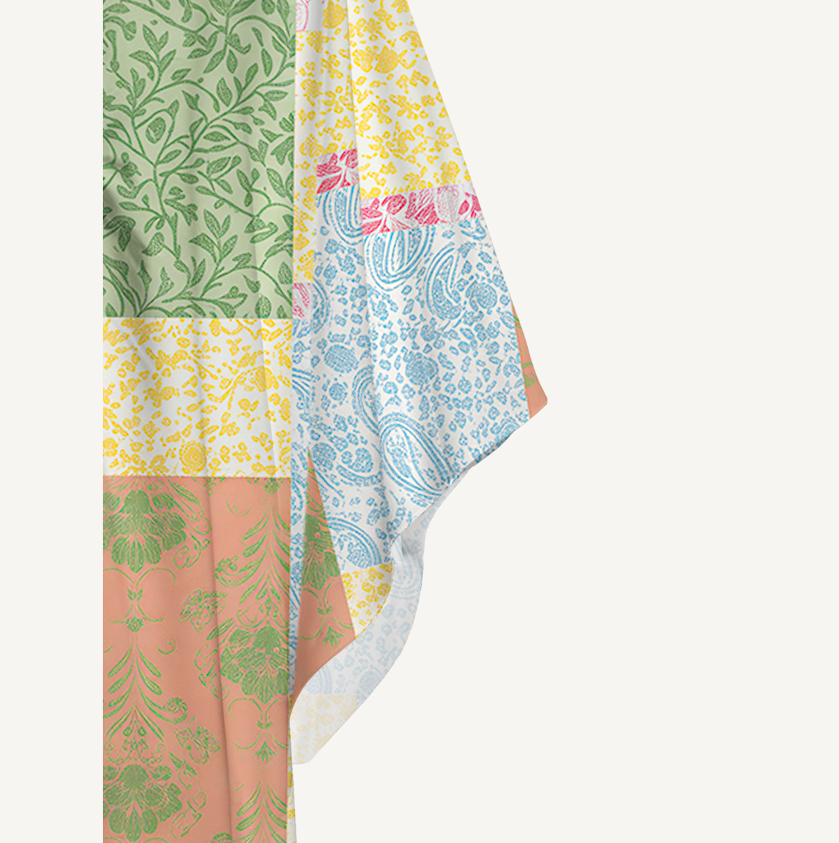  V‑Neck Morning Patch Kimono Sleeve Kaftan Dress