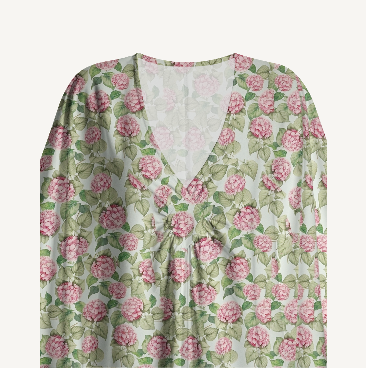  V‑Neck Hydrangea Whisper Kimono Sleeve Kaftan Dress