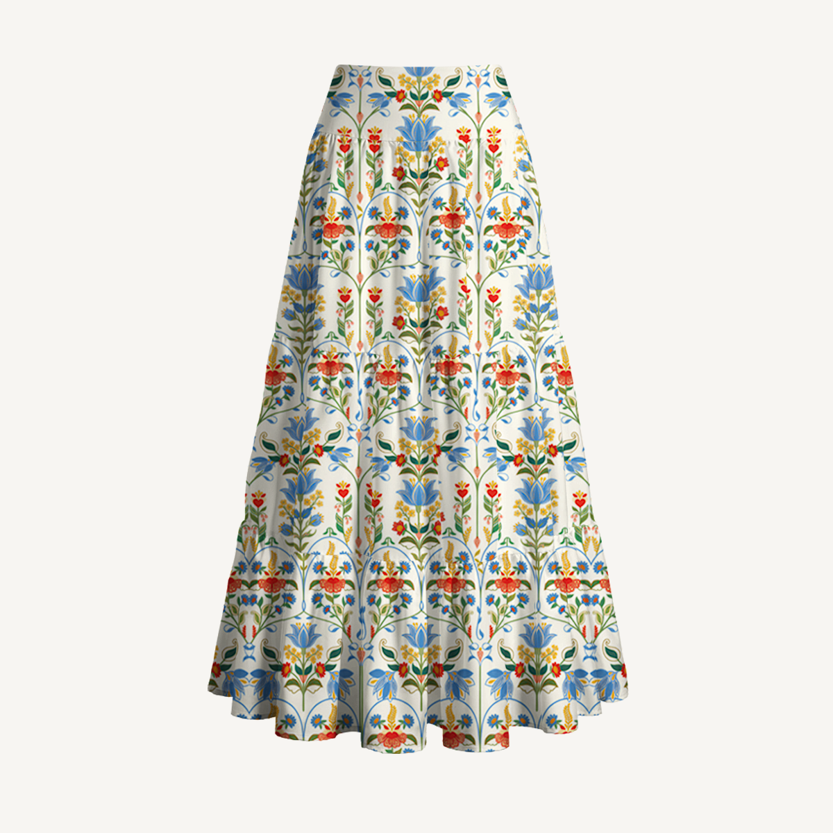Folk Bloom Print Maxi Skirt