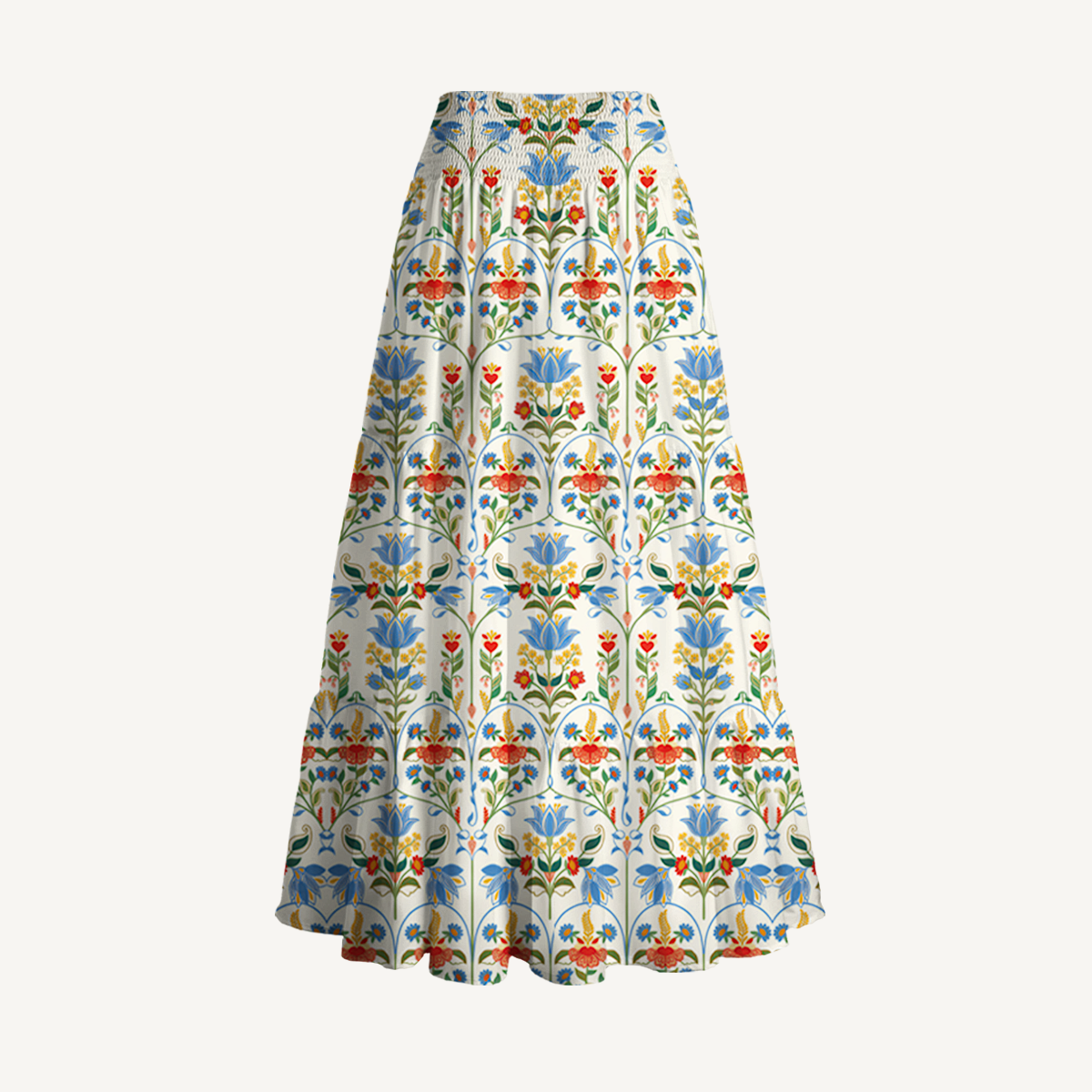 Folk Bloom Print Maxi Skirt