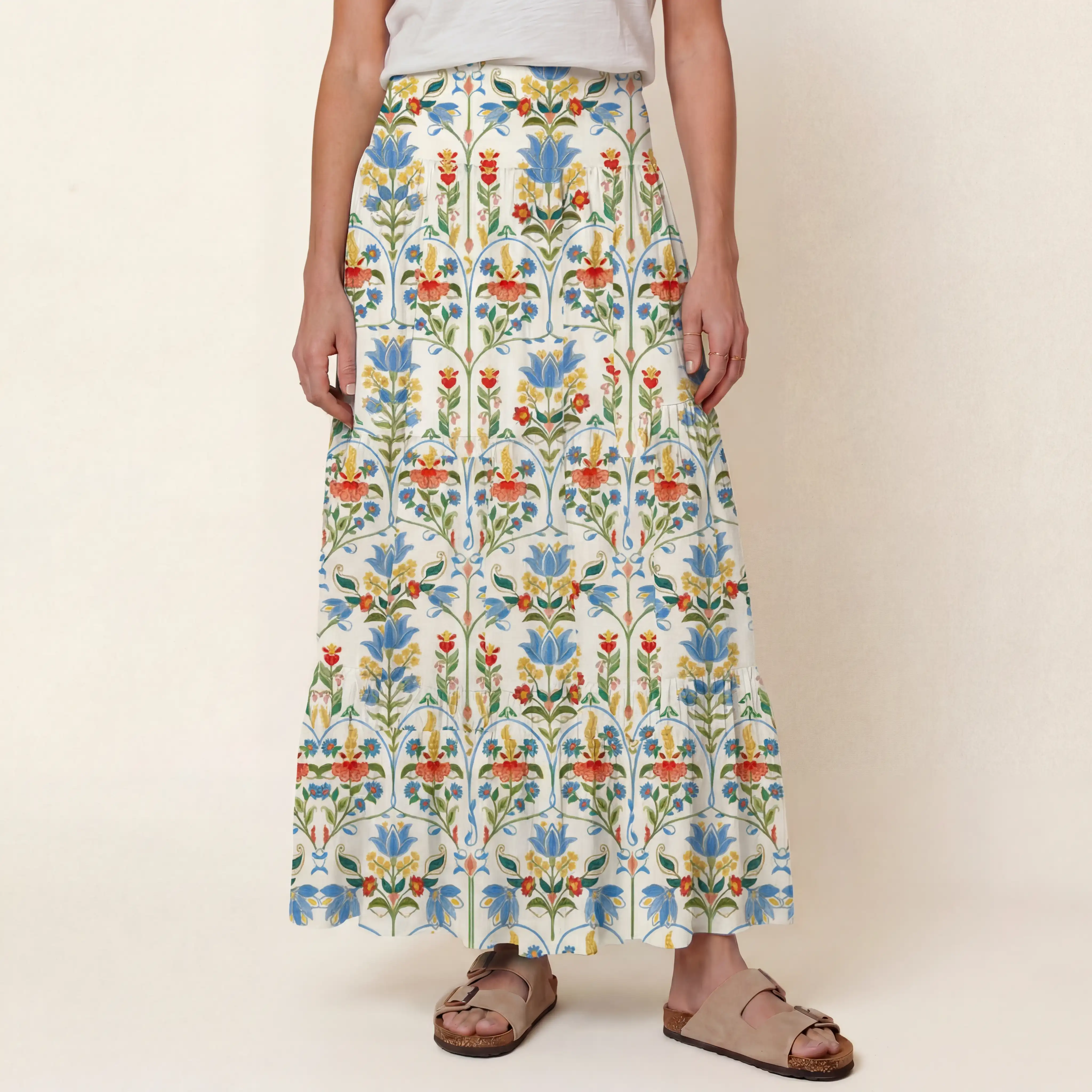Folk Bloom Print Maxi Skirt