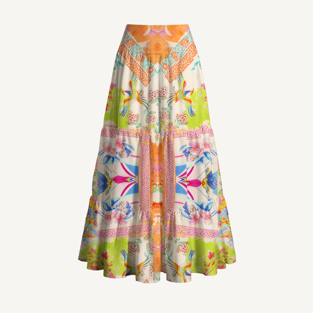 Vivid Lily Print Maxi Skirt