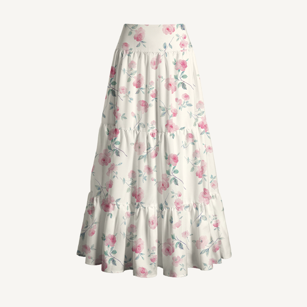 Blush Rose Print Maxi Skirt