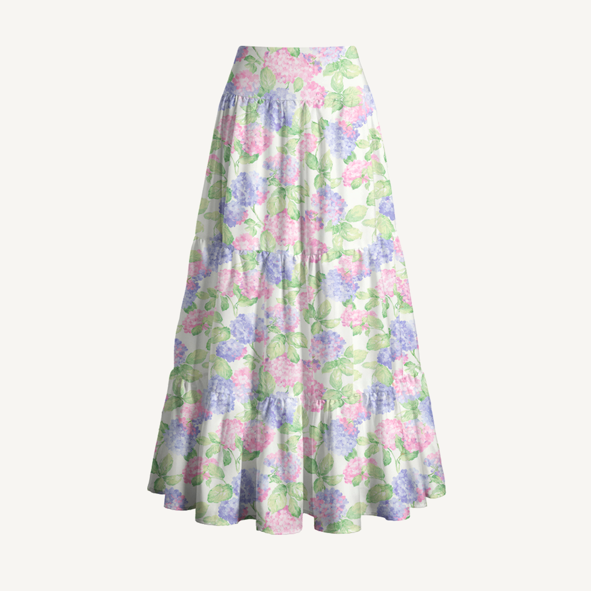 Lilac Hydrangea Print Maxi Skirt
