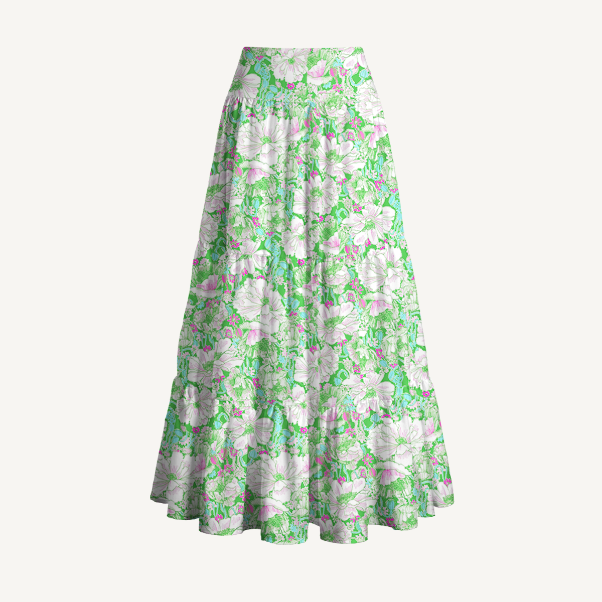 Mint Garden Print Maxi Skirt