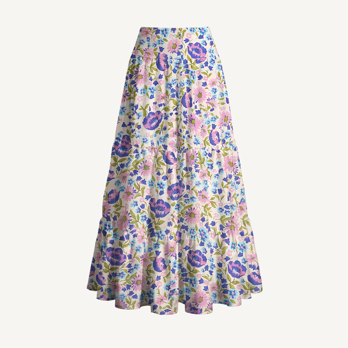 Lavender Bloom Print Maxi Skirt