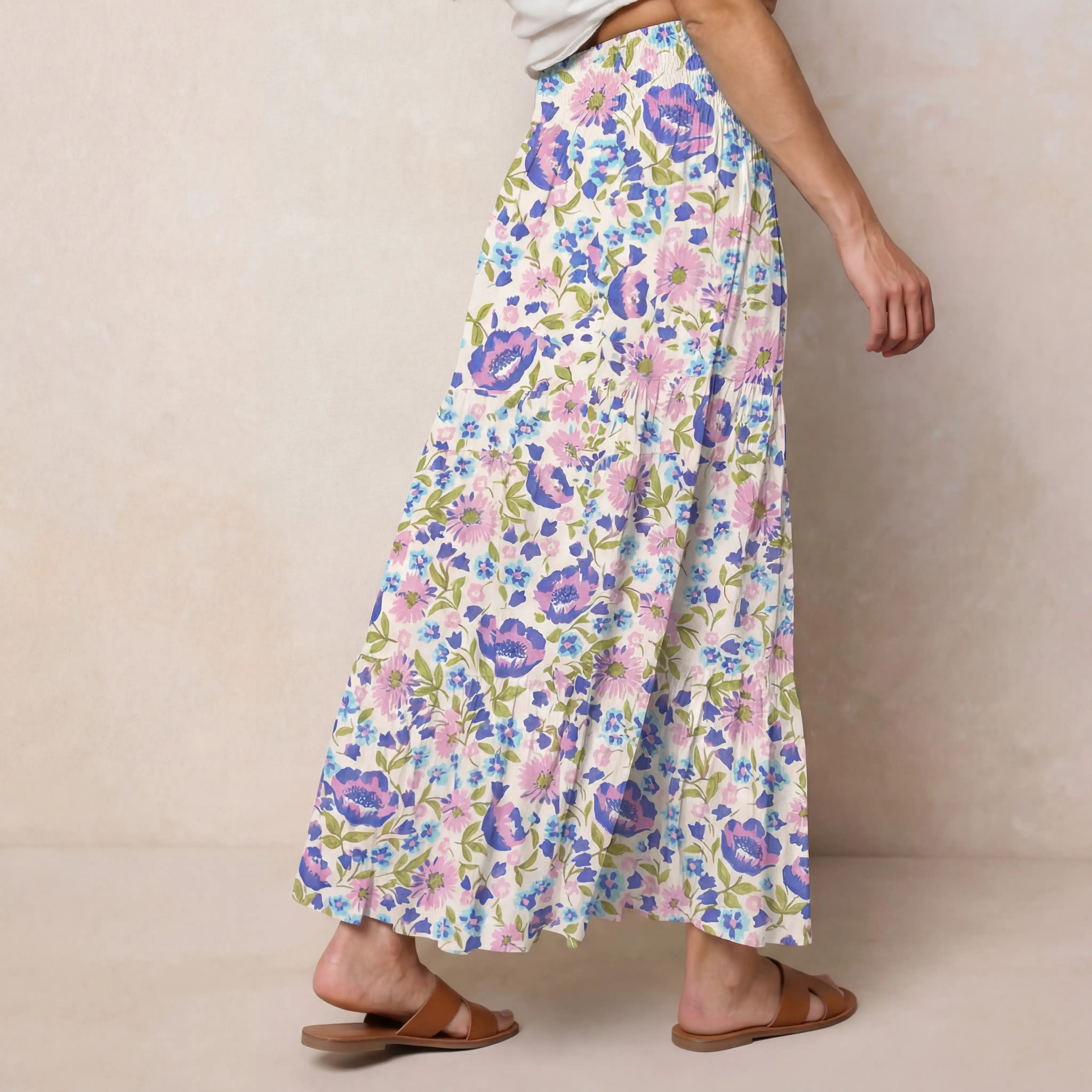 Lavender Bloom Print Maxi Skirt