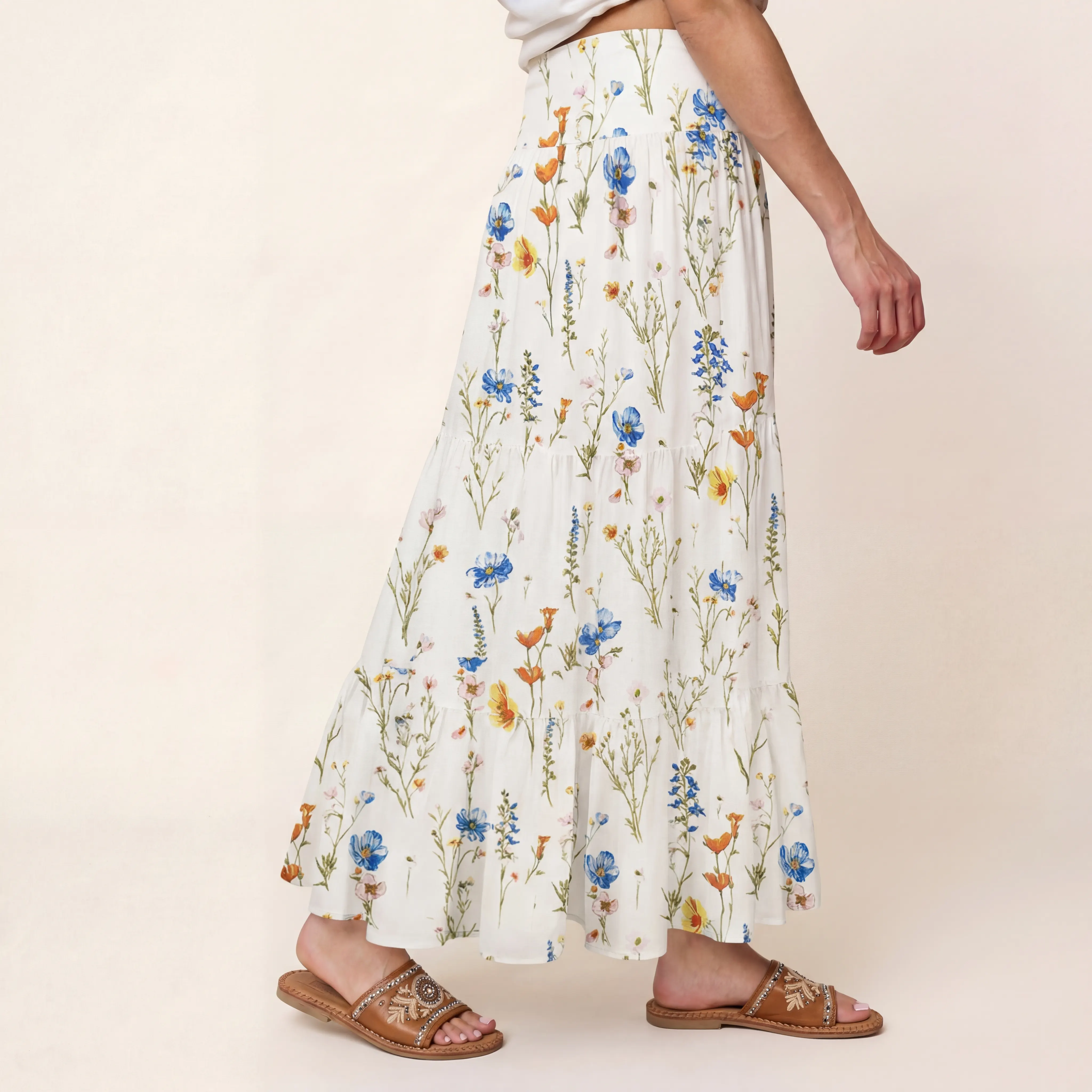 Wild Bloom Print Maxi Skirt