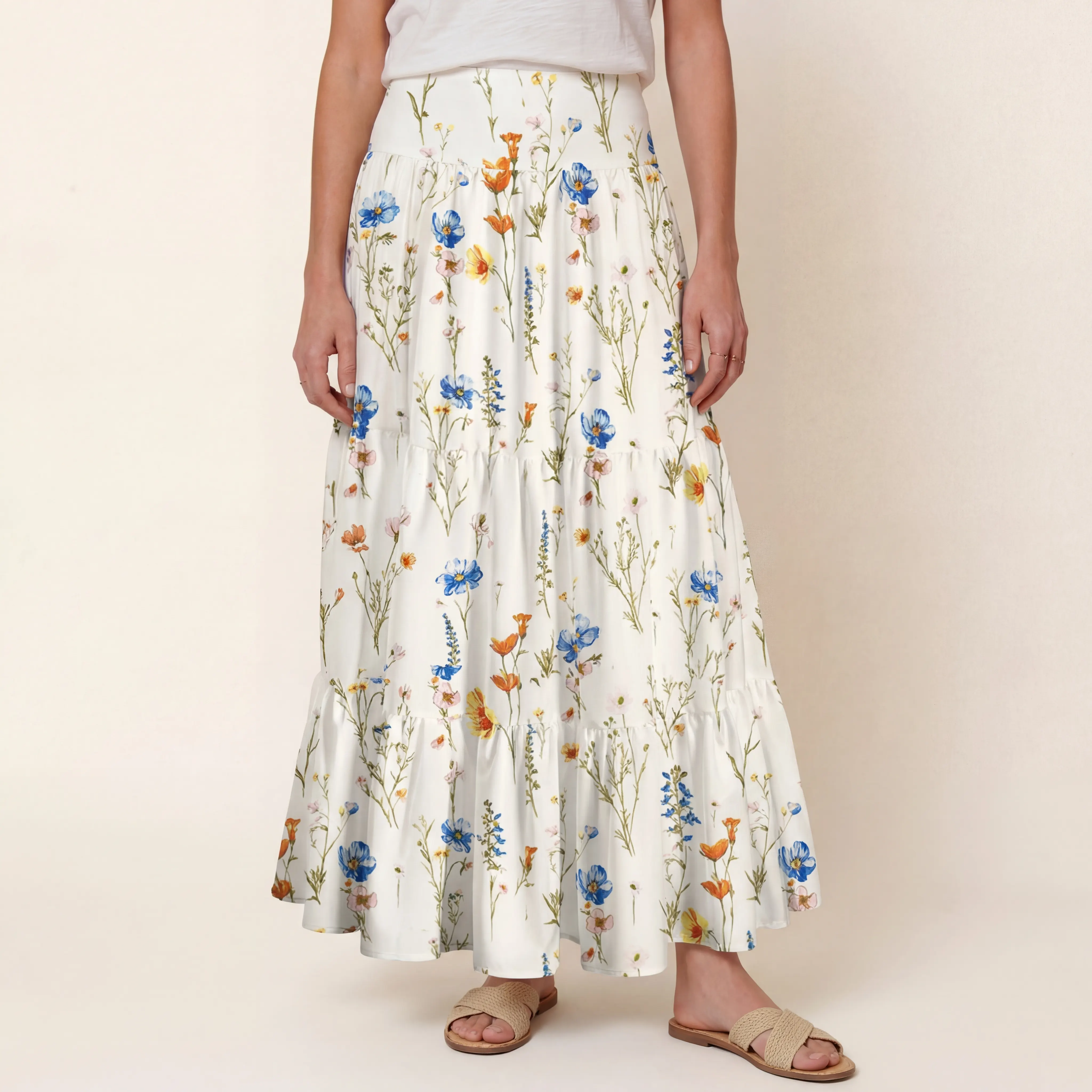 Wild Bloom Print Maxi Skirt