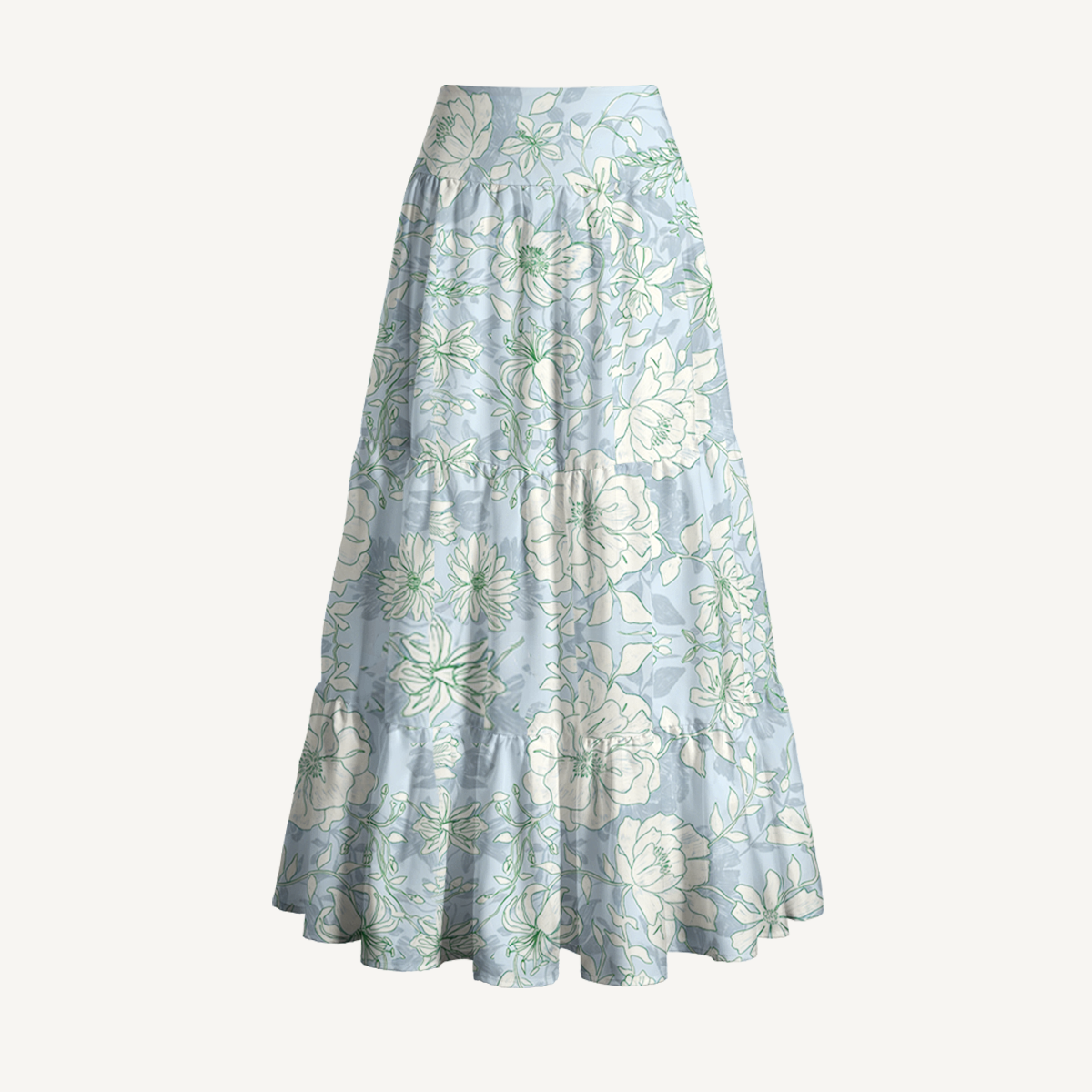 Mist Floral Print Maxi Skirt