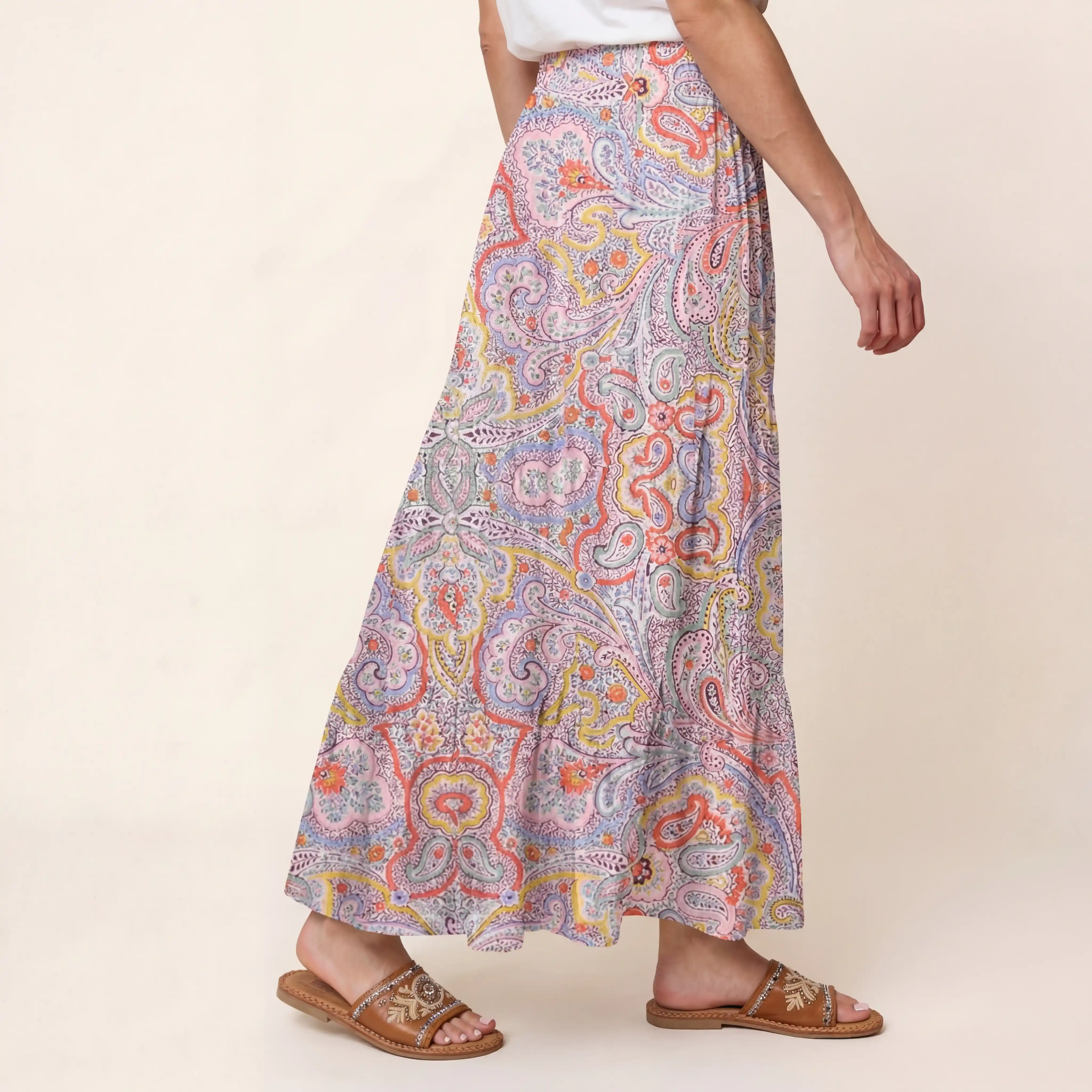 Sunrise Paisley Print Maxi Skirt