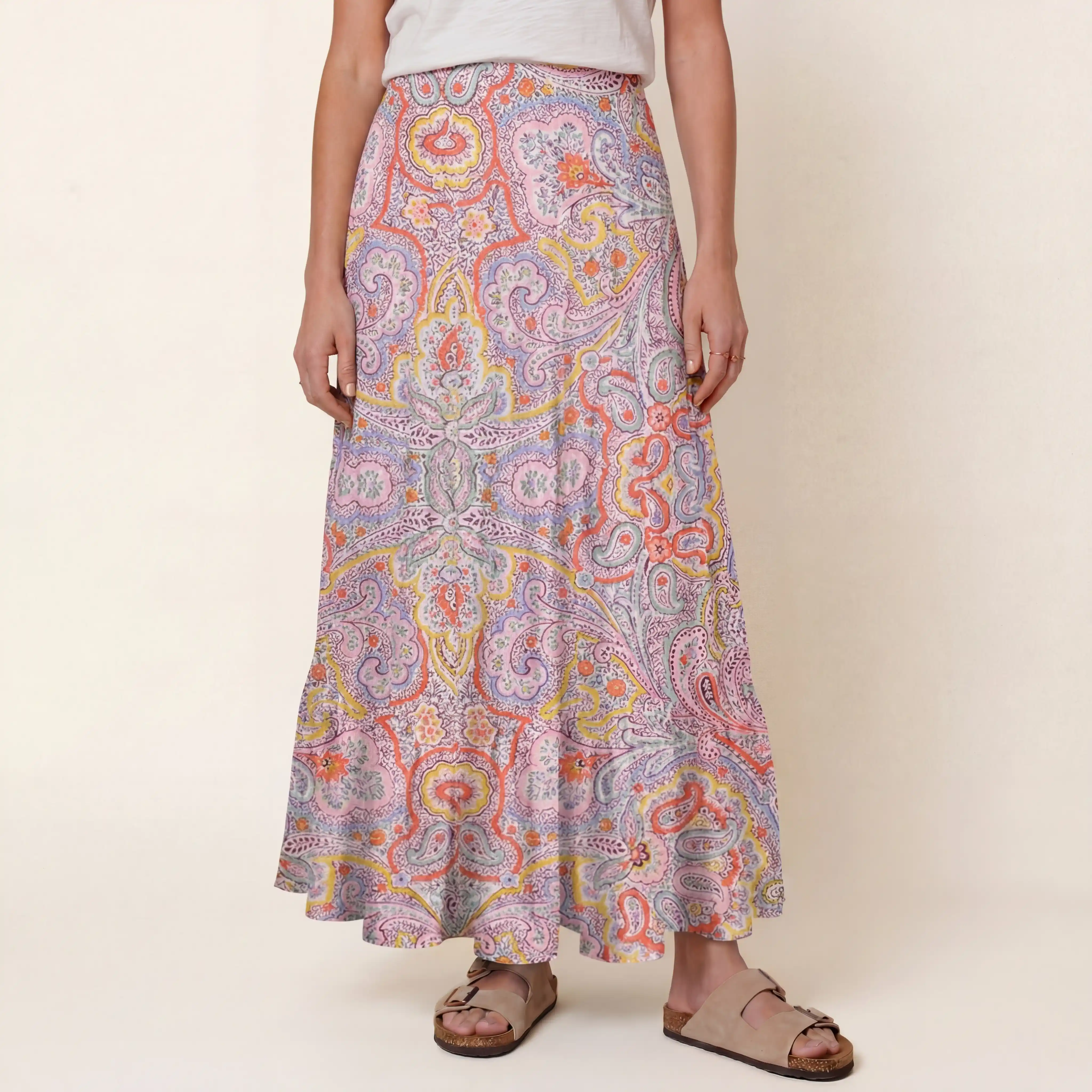 Sunrise Paisley Print Maxi Skirt