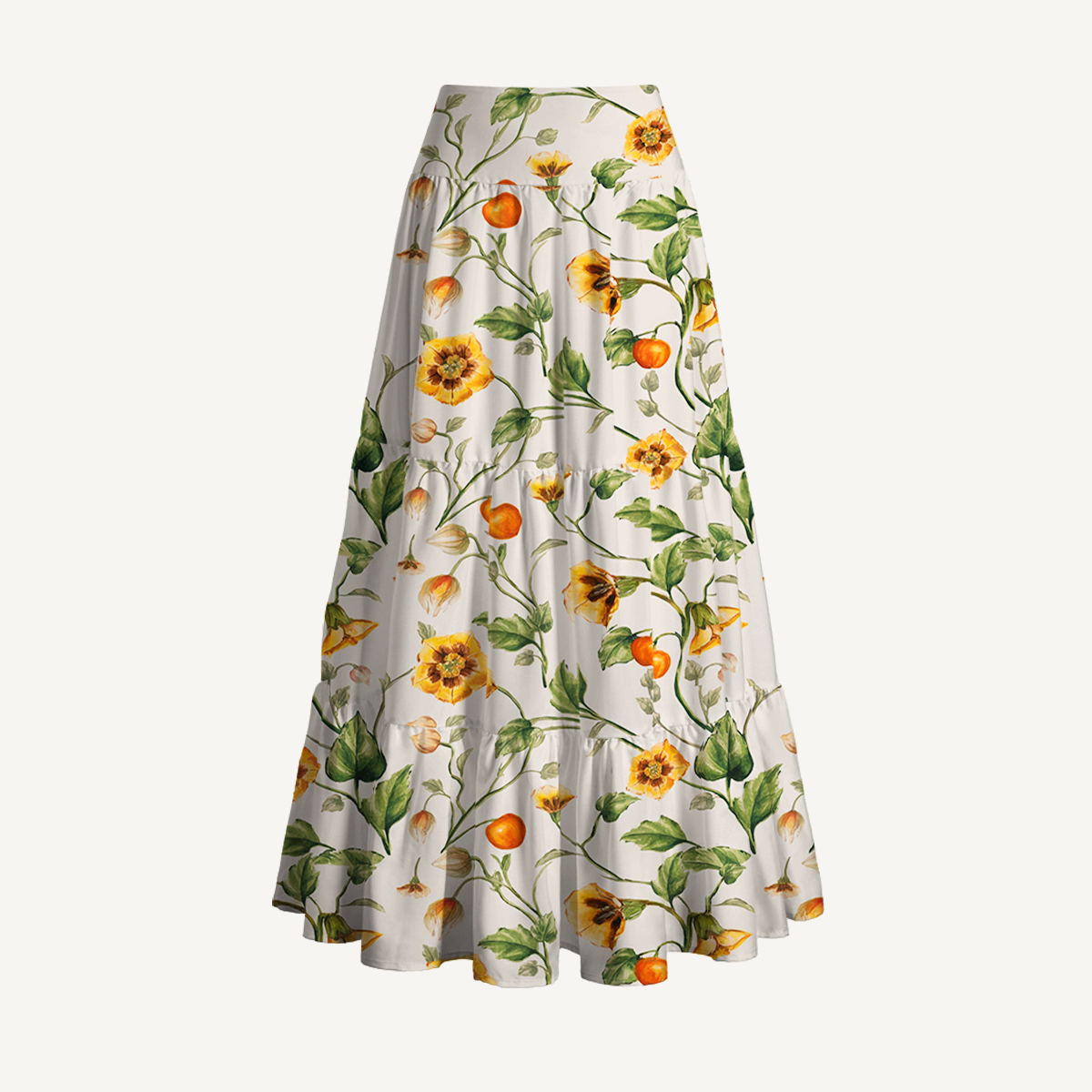 Golden Field Print Maxi Skirt