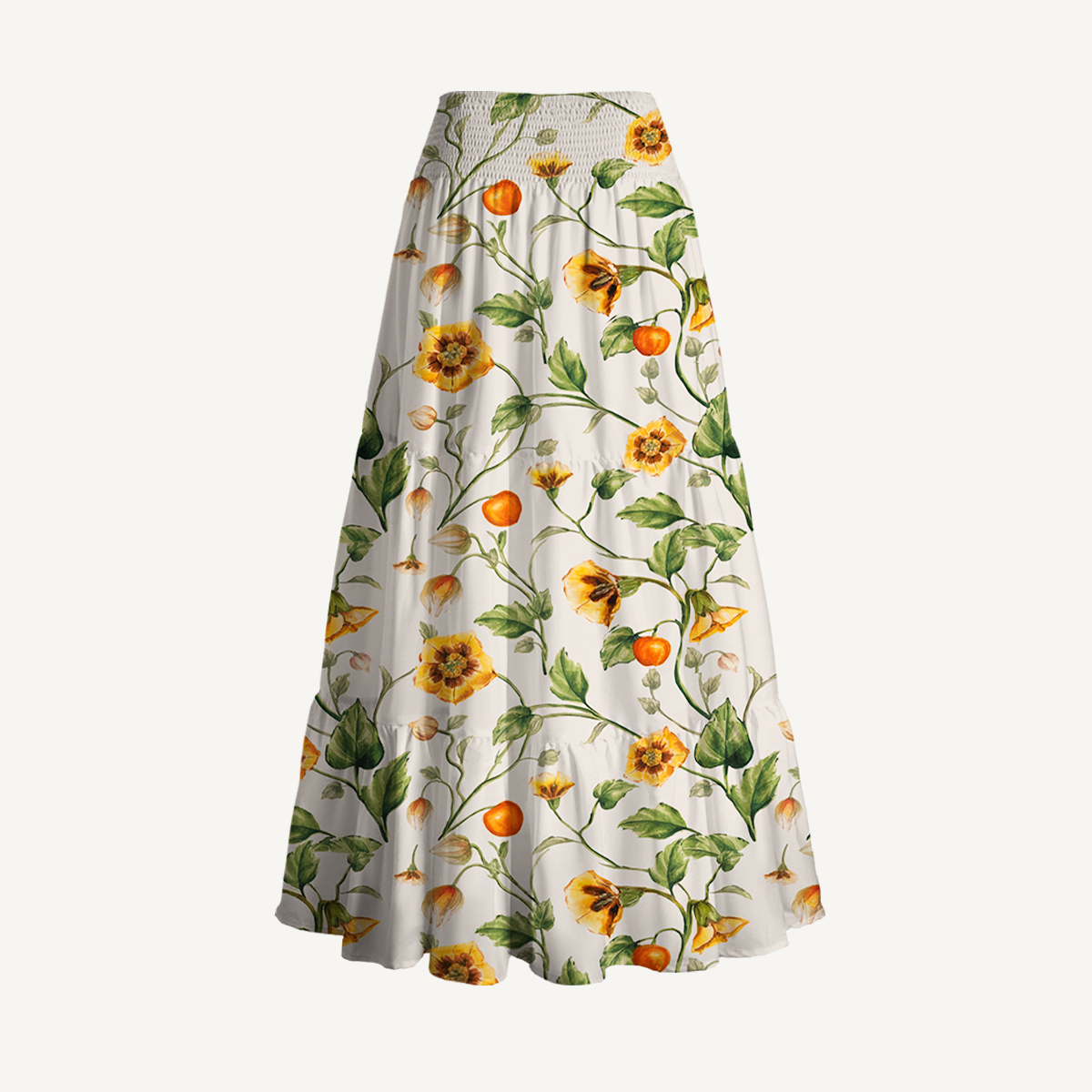 Golden Field Print Maxi Skirt